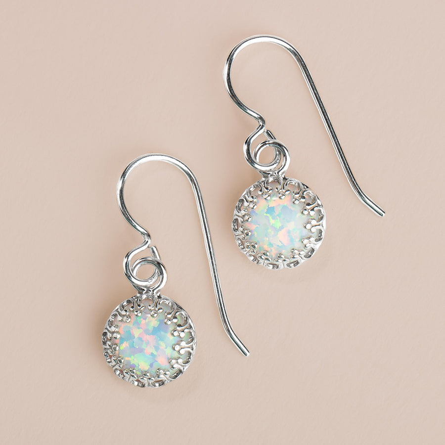 White Opal Gemstone Earrings - Melanie Golden Jewelry - dangle earrings, drop earrings, earrings, opal