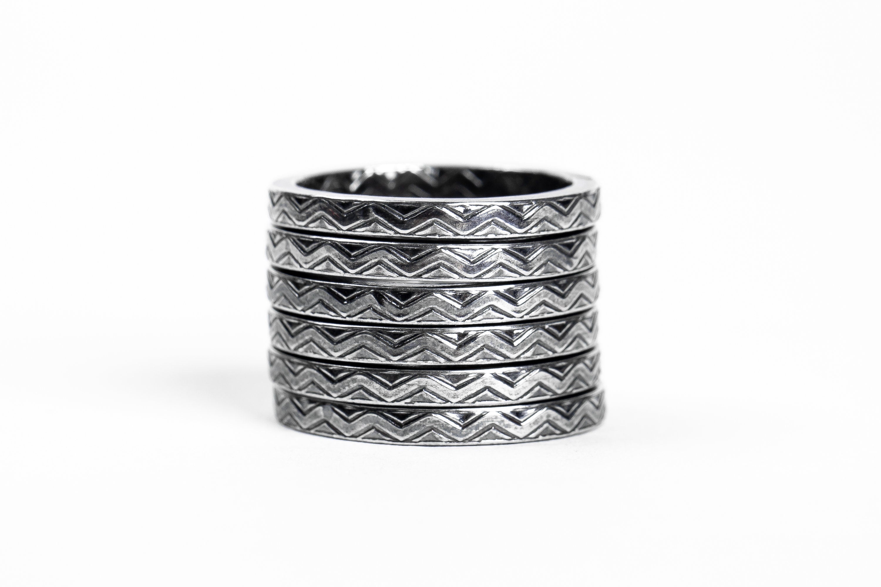 Chevron Stacking Ring | Sterling Silver Zigzag Zig Zag Line Striped Stacking Stackable Ring Stack Skinny Thin Ring Bands