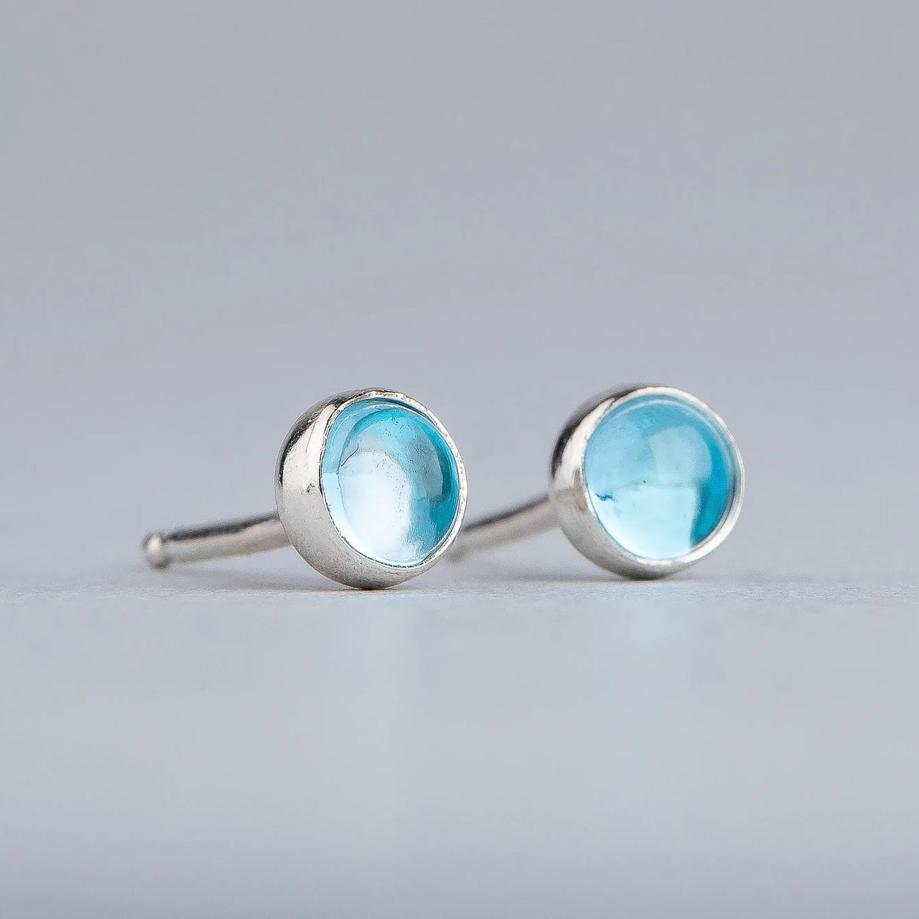 Aqua Blue Topaz Gemstone Stud Earrings - Melanie Golden Jewelry - _badge_bestseller, bestseller, earrings, stud earrings, studs