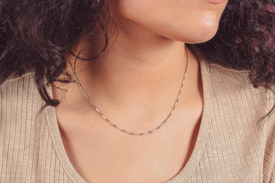 Renley Chain Necklace | Gold or Silver Dainty Minimalist Bar & Link Necklace | Classic Layering Chain | Gift for Her Wife Sister Friend