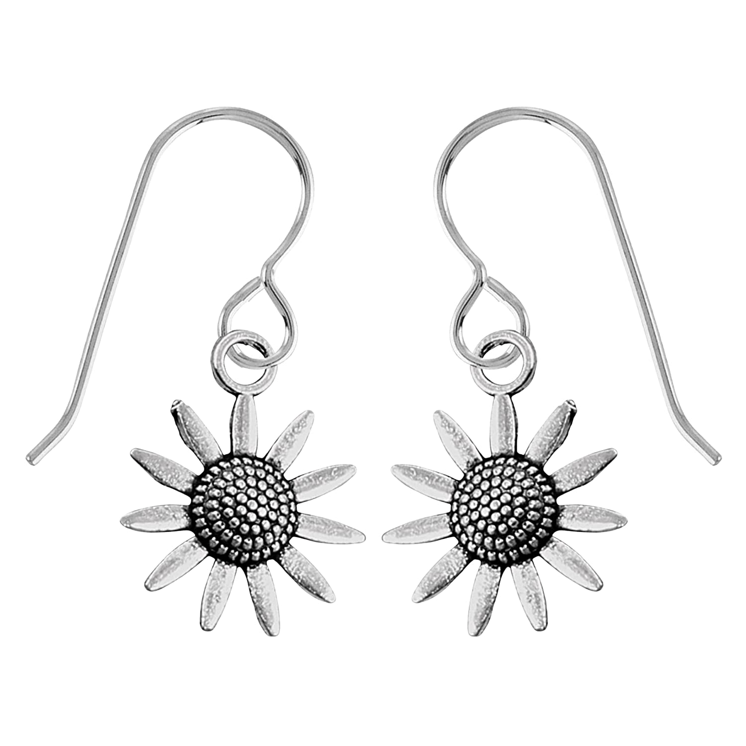 Sunflower Dangle Earrings | Fun Summer Earrings for Women and Girls in Sterling Silver