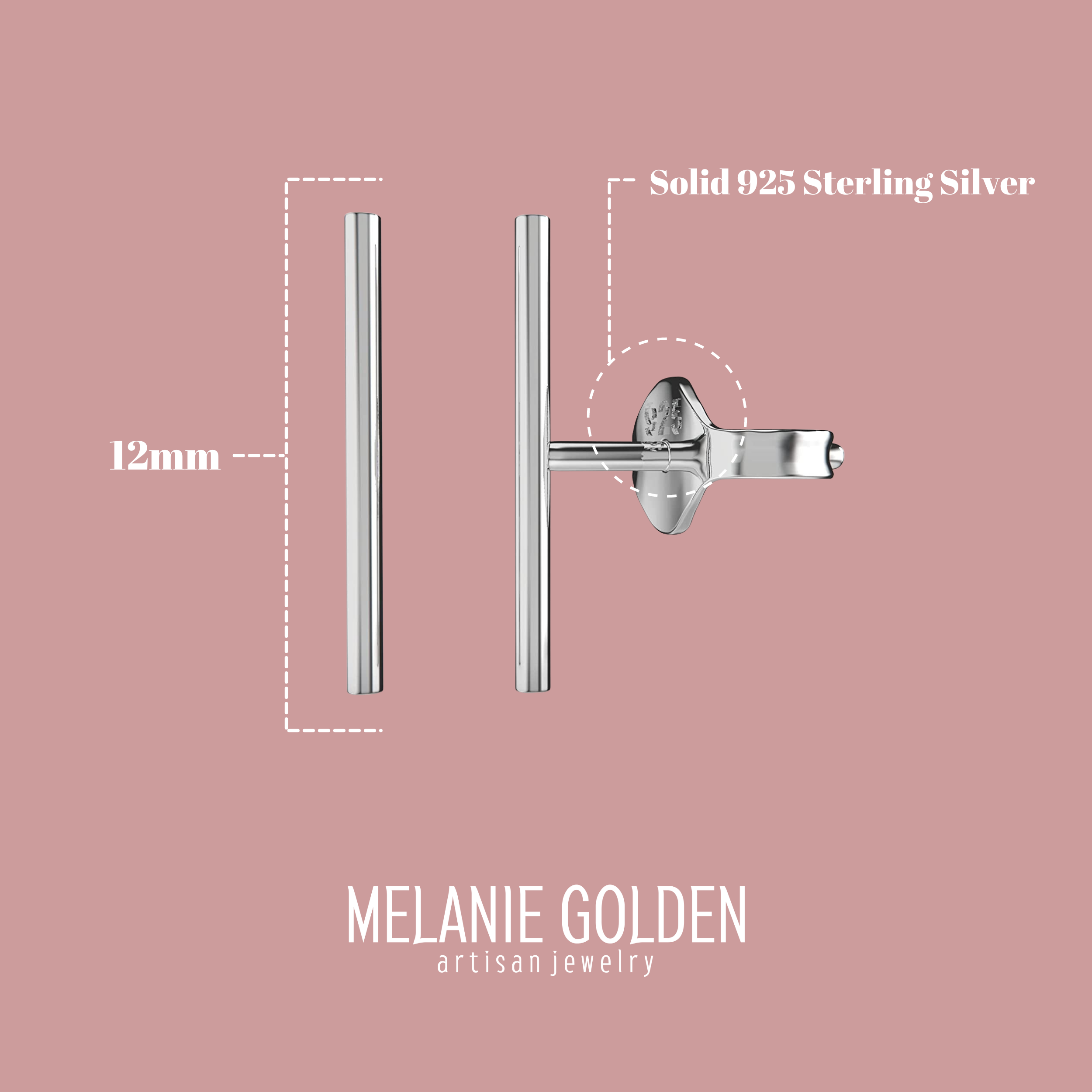 Mini Line Stud Earrings | Dainty Sterling Silver Small Little Tiny Line Bar Post Stud Earrings | Delicate Minimalist Jewelry for Women