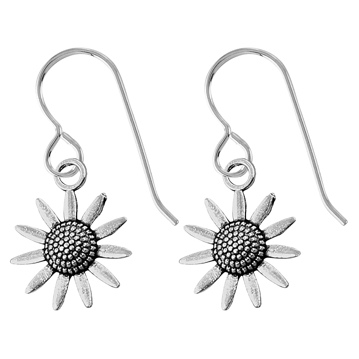 Sunflower Dangle Earrings | Fun Summer Earrings for Women and Girls in Sterling Silver