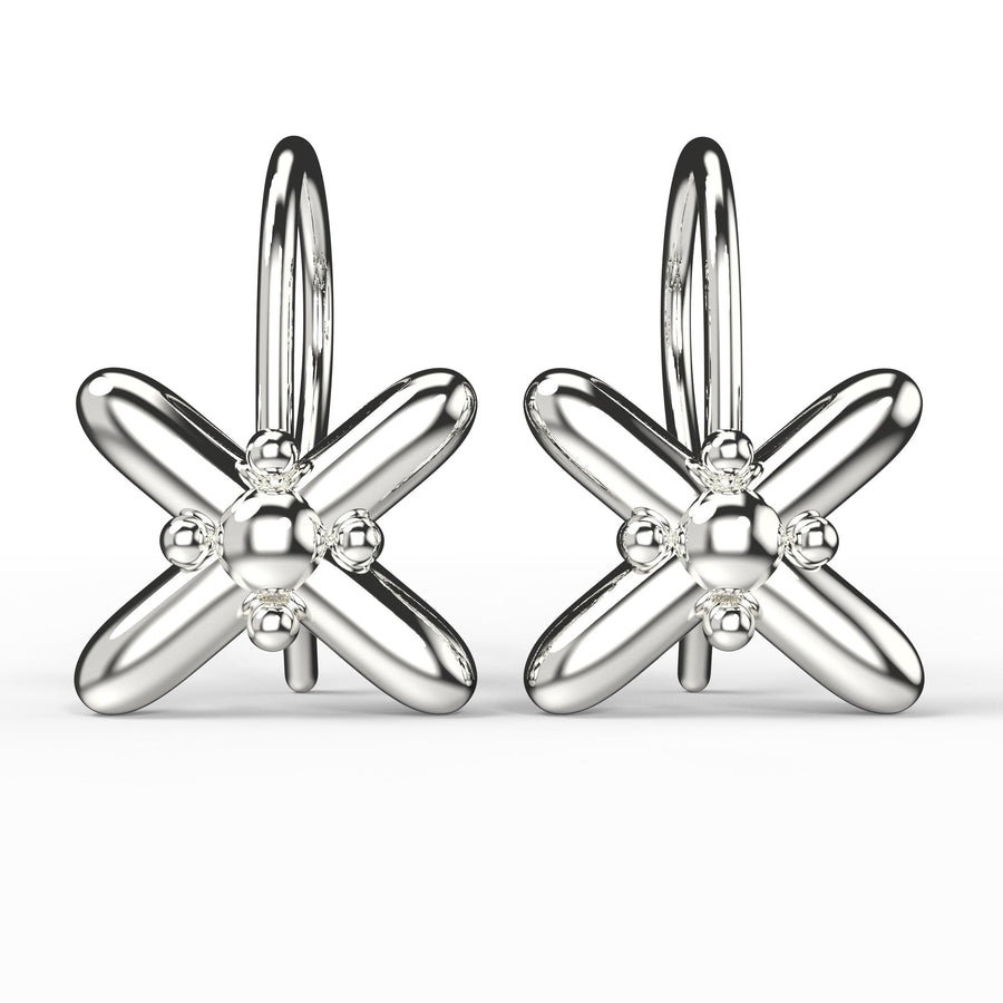 Xoe Dangle Drop Hook Earrings | Solid 14K Gold, Rose Gold, Sterling Silver | Melanie Golden Jewelry Designer Series (925 Sterling Silver)