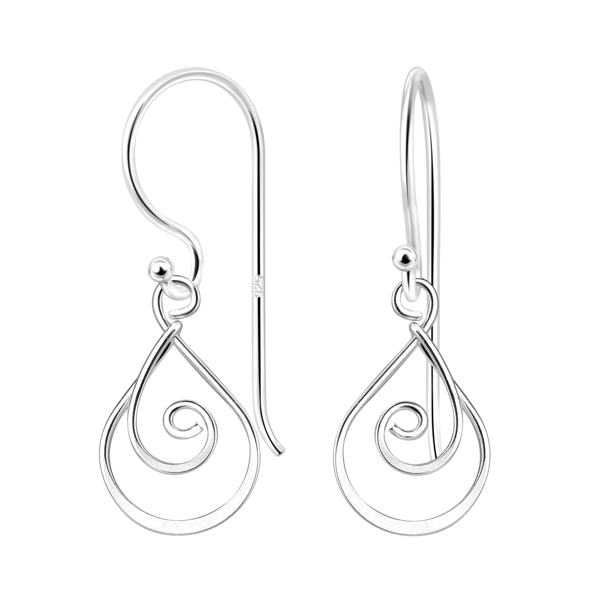 Spiral Earrings | Sterling Silver Hammered Wire Swirly Dangle Earrings