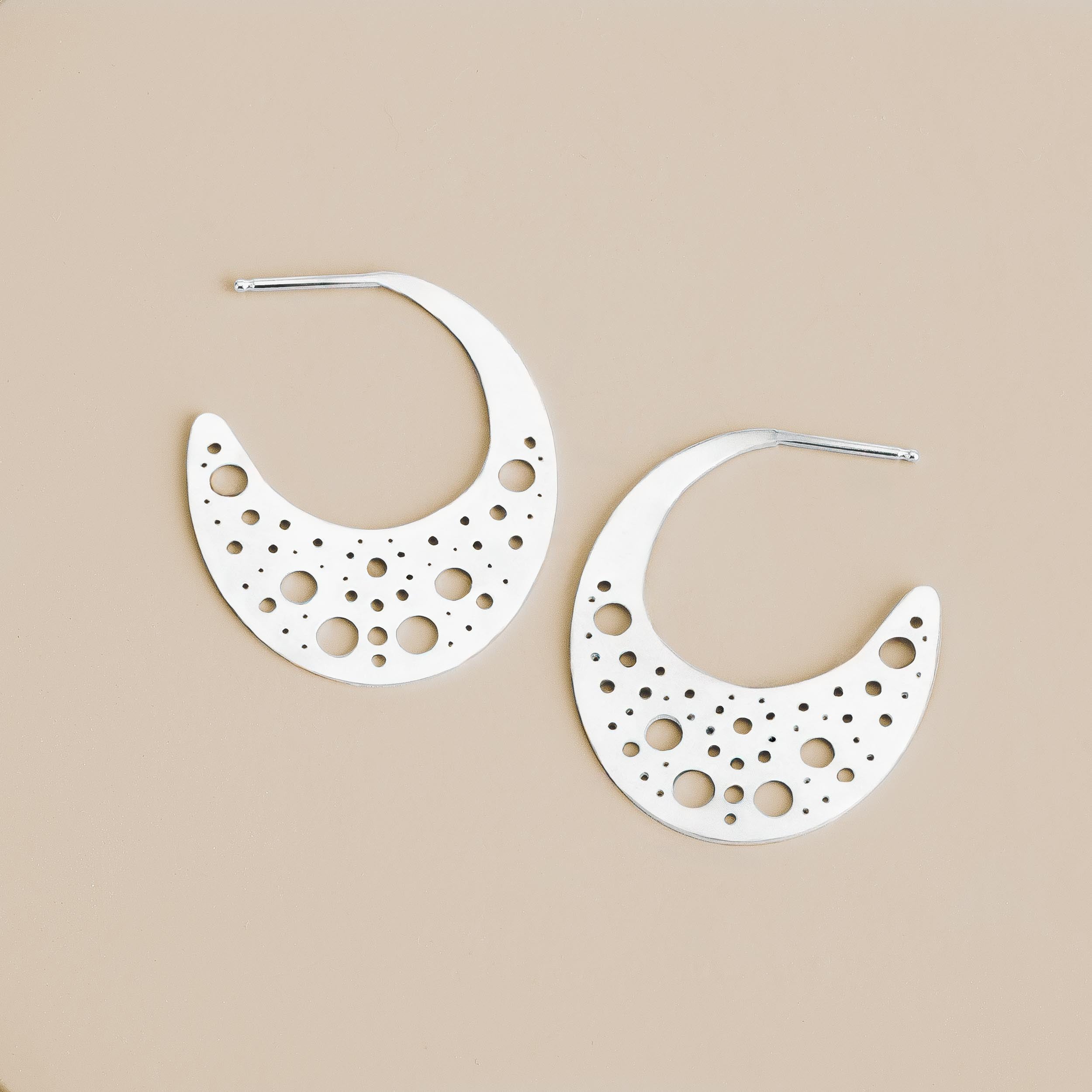 Nebula Hoop Earrings | Sterling Silver Large Big Geometric Cut Out Galaxy Star Night Sky Constellation Earrings | Perfect Gift for Her