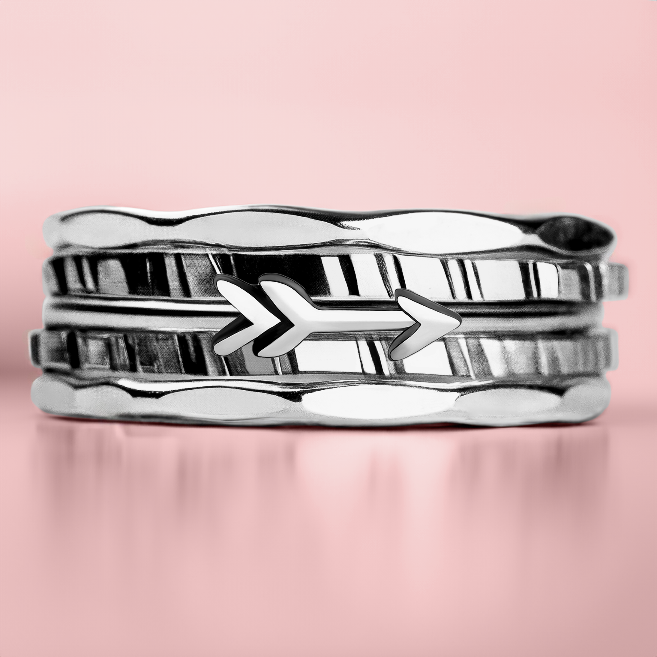 Set of 5 Arrow Stacking Rings | Sterling Silver Bohemian Ring Set with hammered texture | USA Sizes 4-12