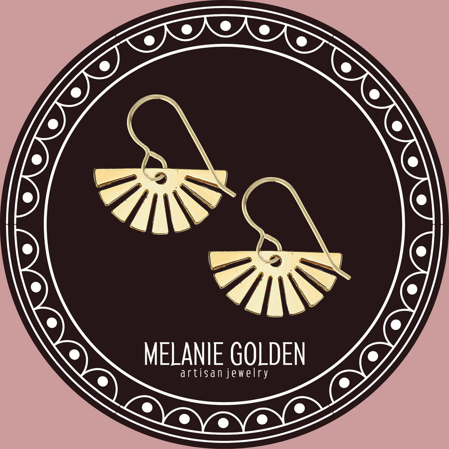 Gold Fan Earrings - Melanie Golden Jewelry - dangle earrings, earrings