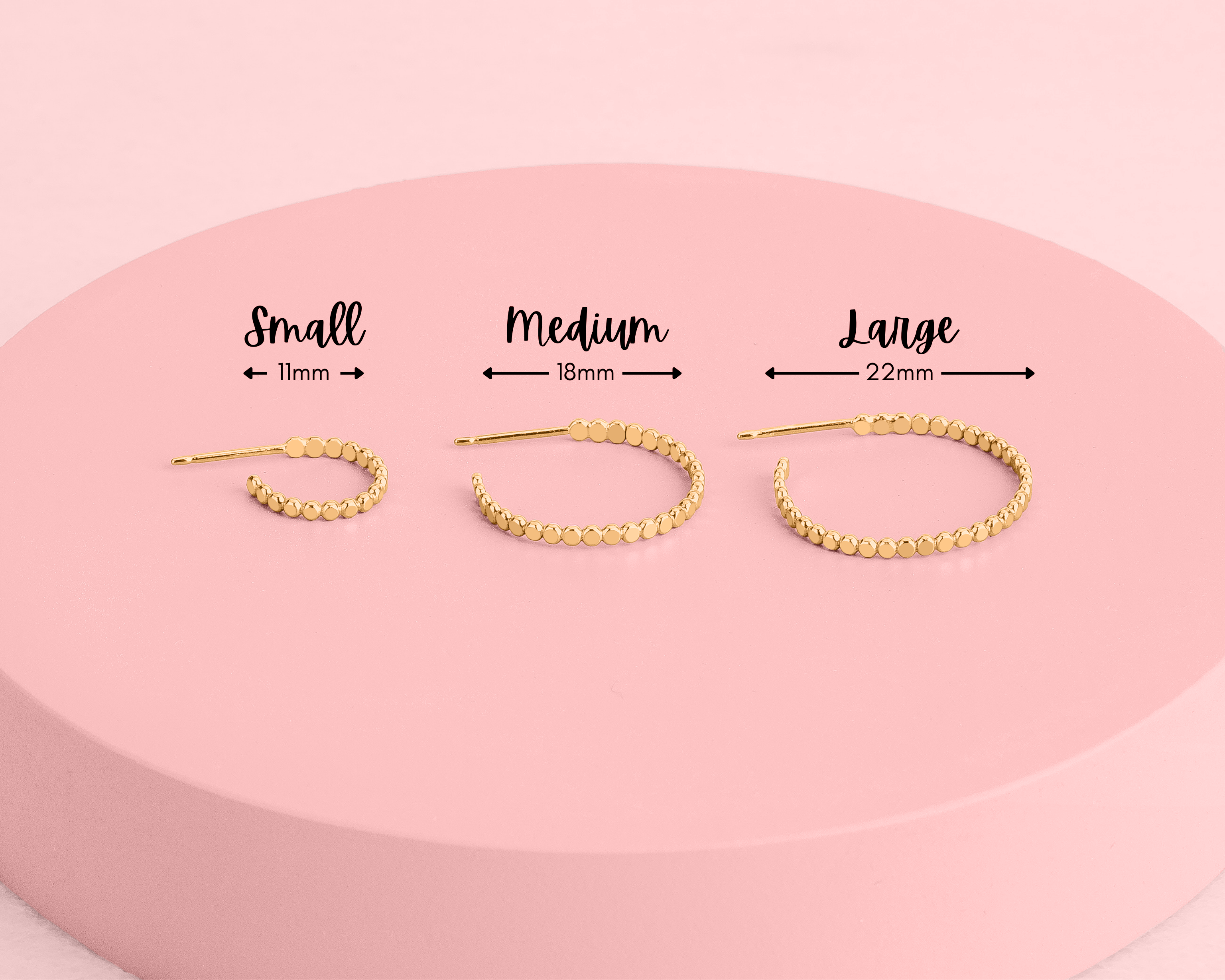 Large Glimmer Hoop Earrings | Gold, Rose Gold, Silver | Mini Dotted Dot Beaded Bead Huggie Hoops | Hammered Minimalist Everyday Studs