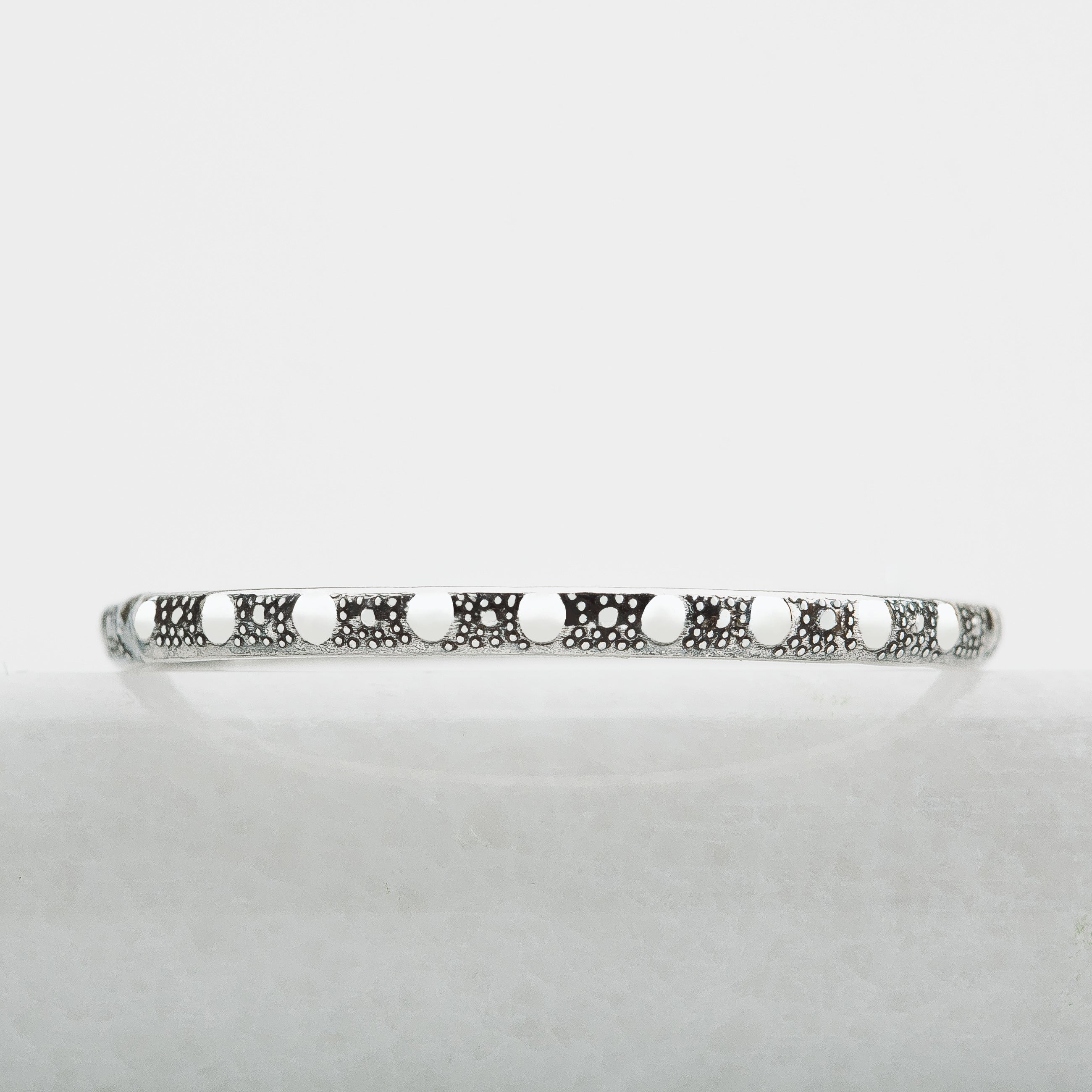 Cosmo Stacking Ring | Sterling Silver Dotted Dot Thin Skinny Dainty Stackable Ring Band | USA Ring Sizes 4-12