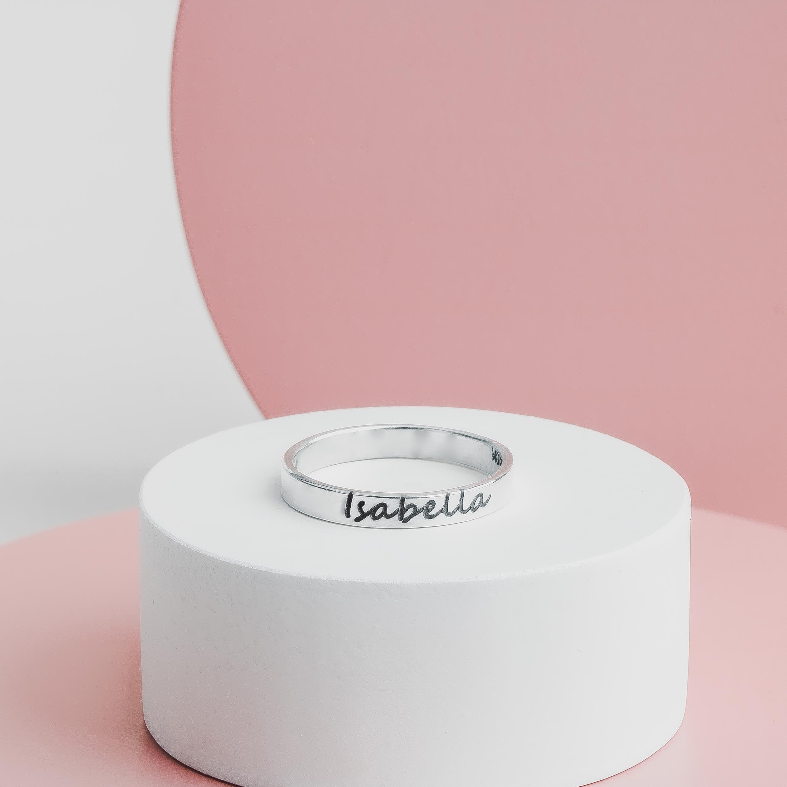 Personalized Name Ring Band | Sterling Silver 3mm Wide Custom Name Ring | Comfort Fit USA Sizes 5-12