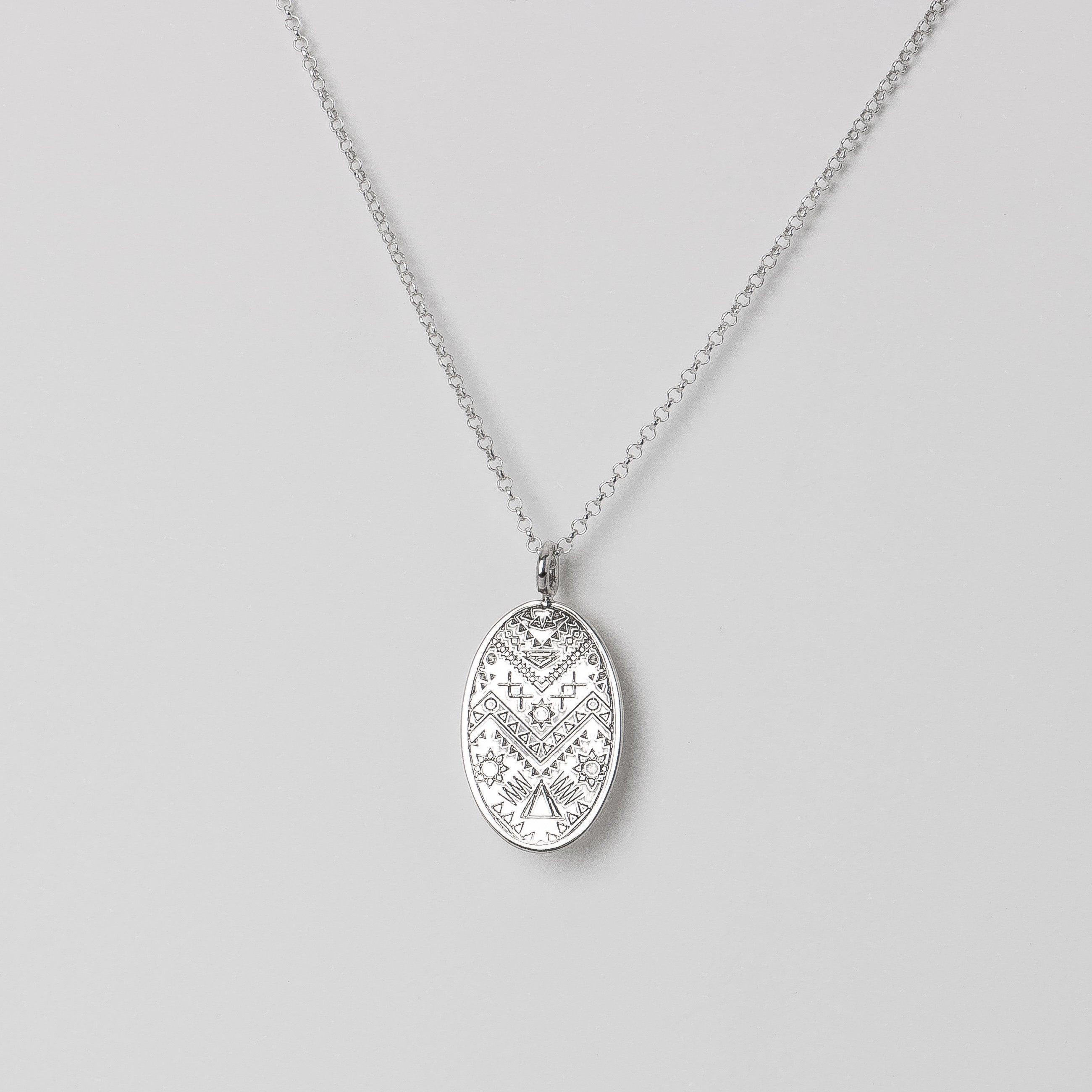 Engraved MGJ Signature Aztec Pendant Necklace