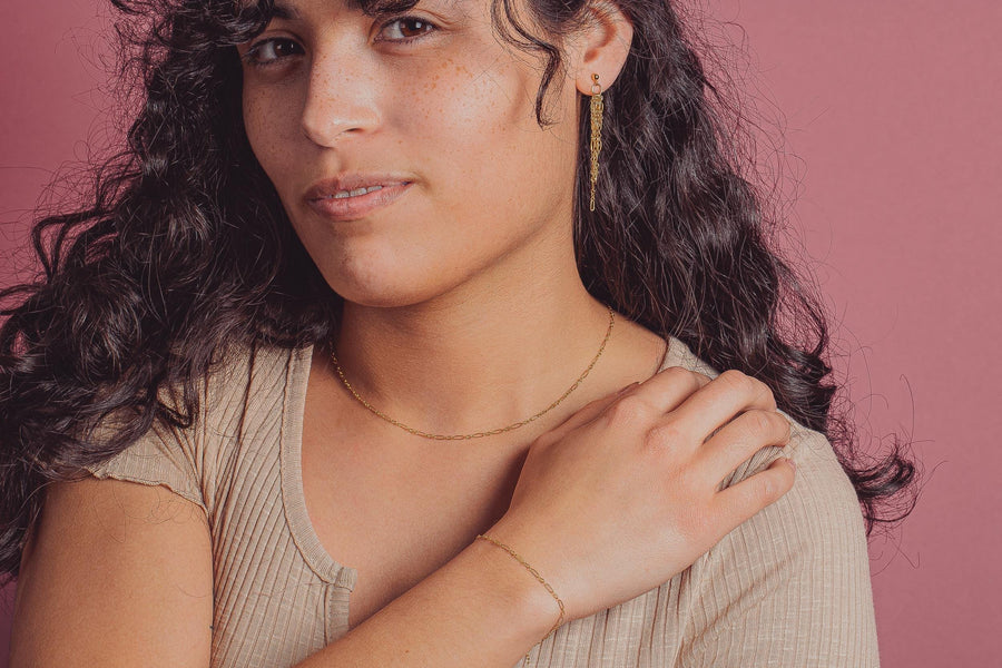 Sadie Chain Gift Set | Earrings Necklace & Bracelet Set | Gold or Silver | Dainty Minimalist Jewelry | Basic Layering Chain | Gift for Her