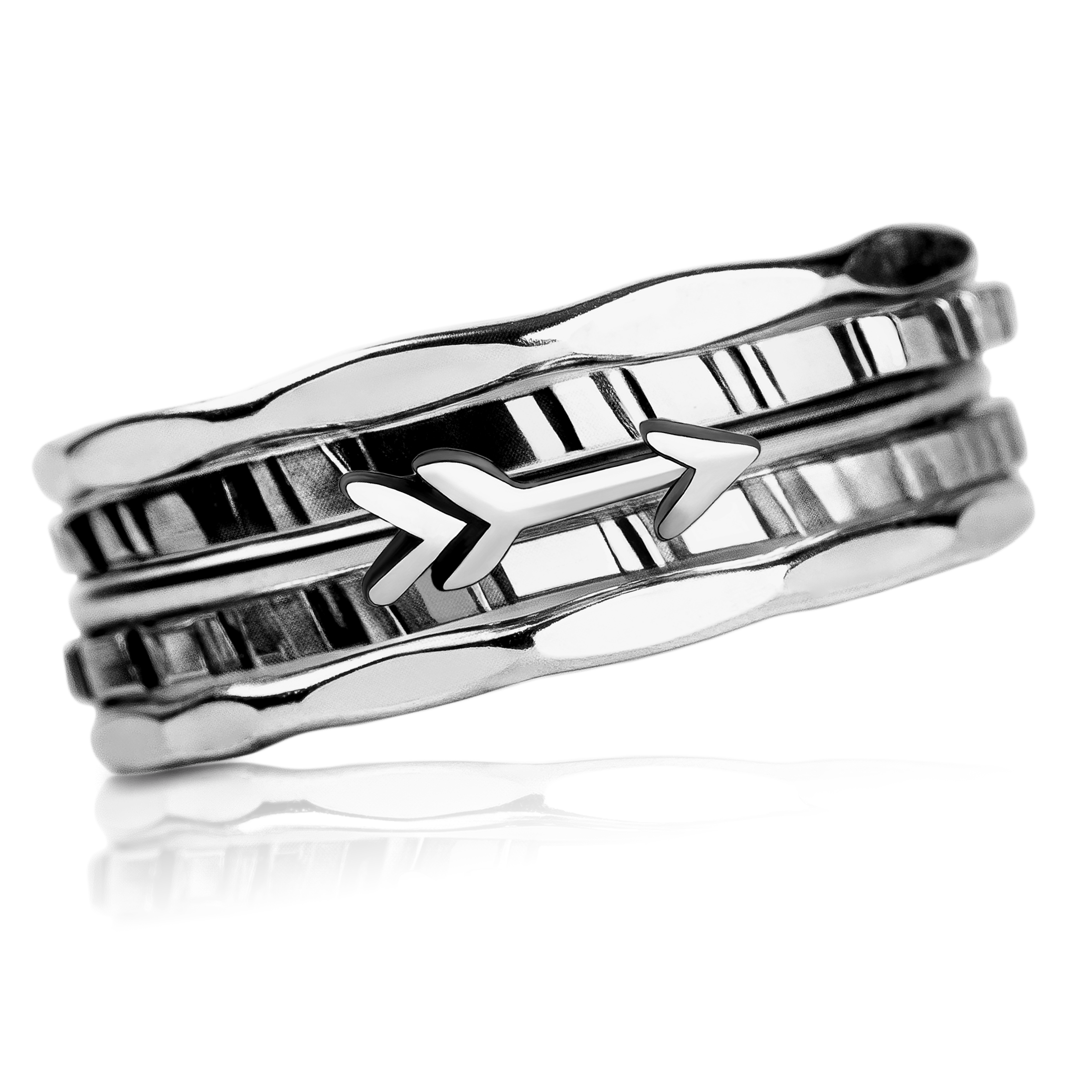 Set of 5 Arrow Stacking Rings | Sterling Silver Bohemian Ring Set with hammered texture | USA Sizes 4-12