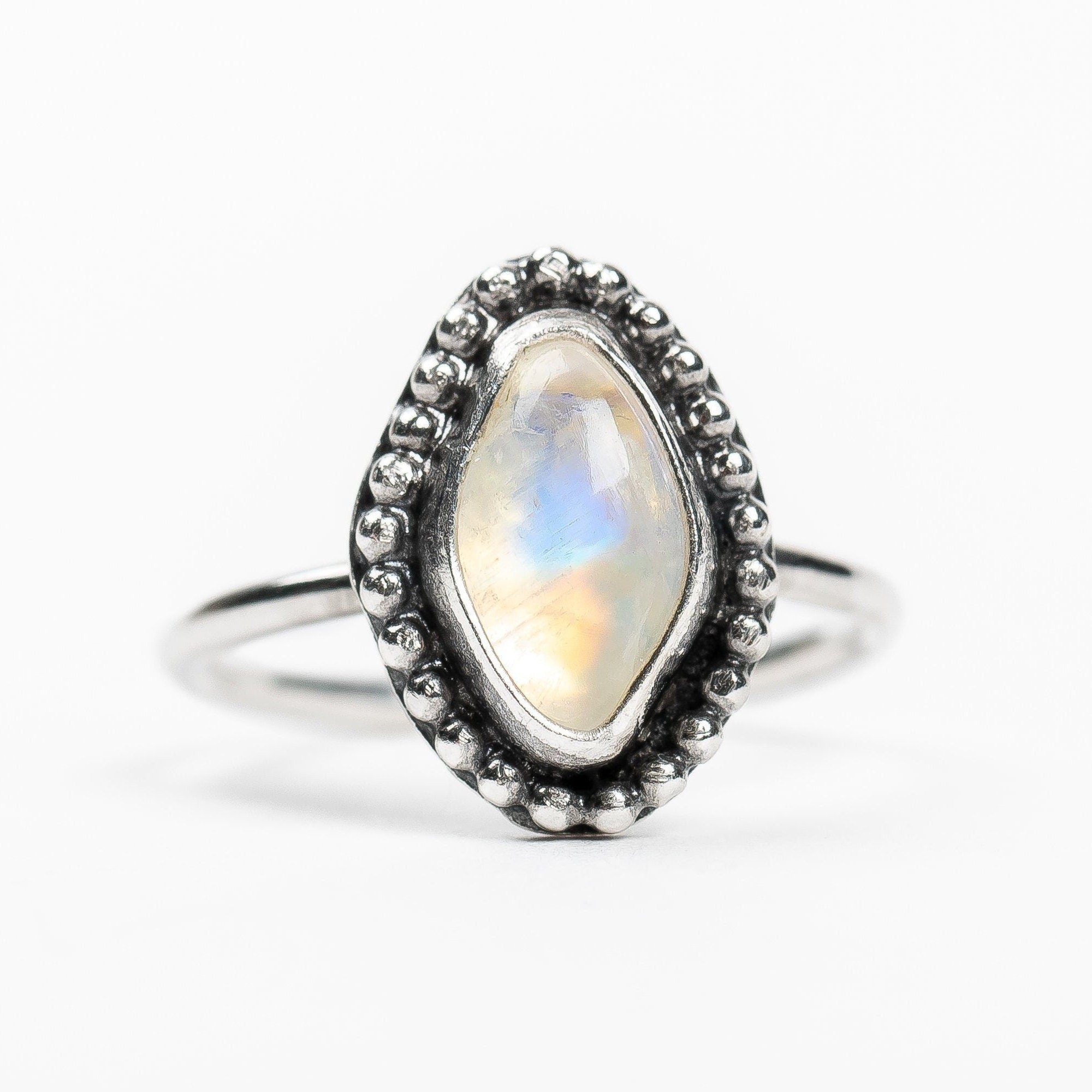 Size 3 Midi Ring | Rainbow Moonstone - Melanie Golden Jewelry - gemstone ring, midi ring, moonstone, ring