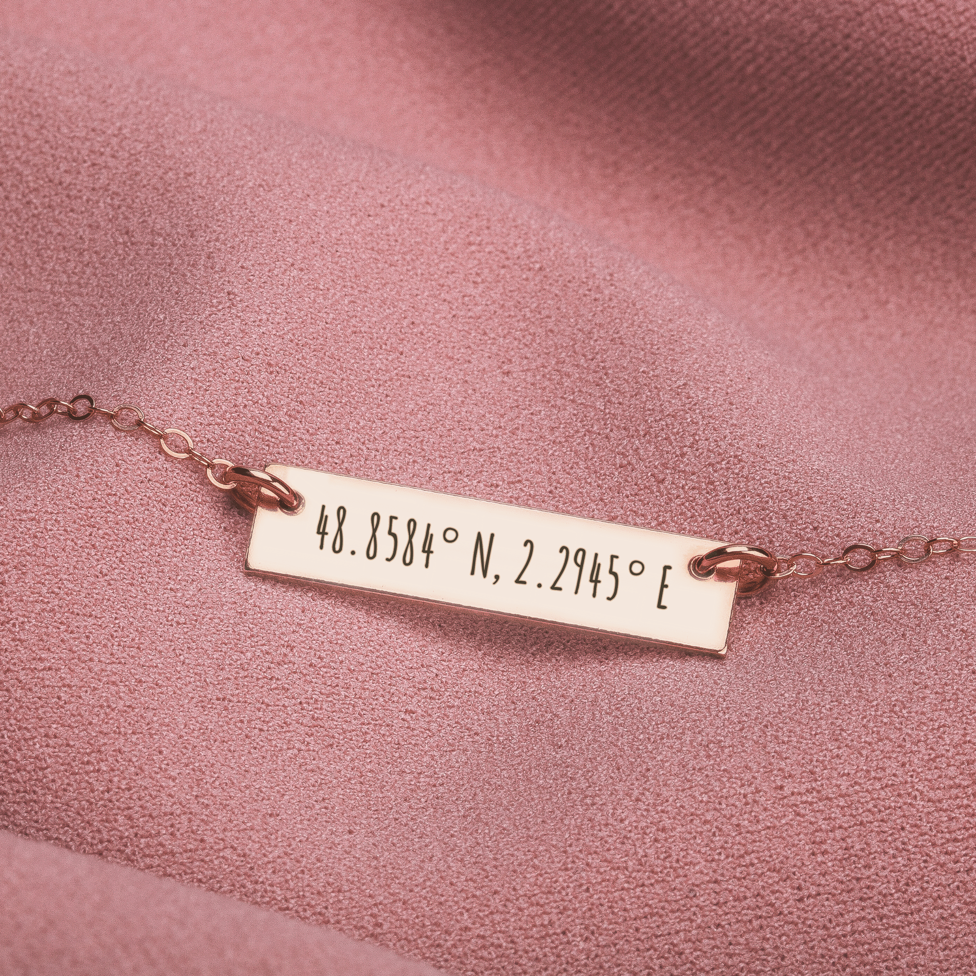 Personalized Coordinates Bar Necklace | Custom Engraved Skinny Location Place Bar Necklace in Silver, Gold, or Rose Gold | Customized Gift
