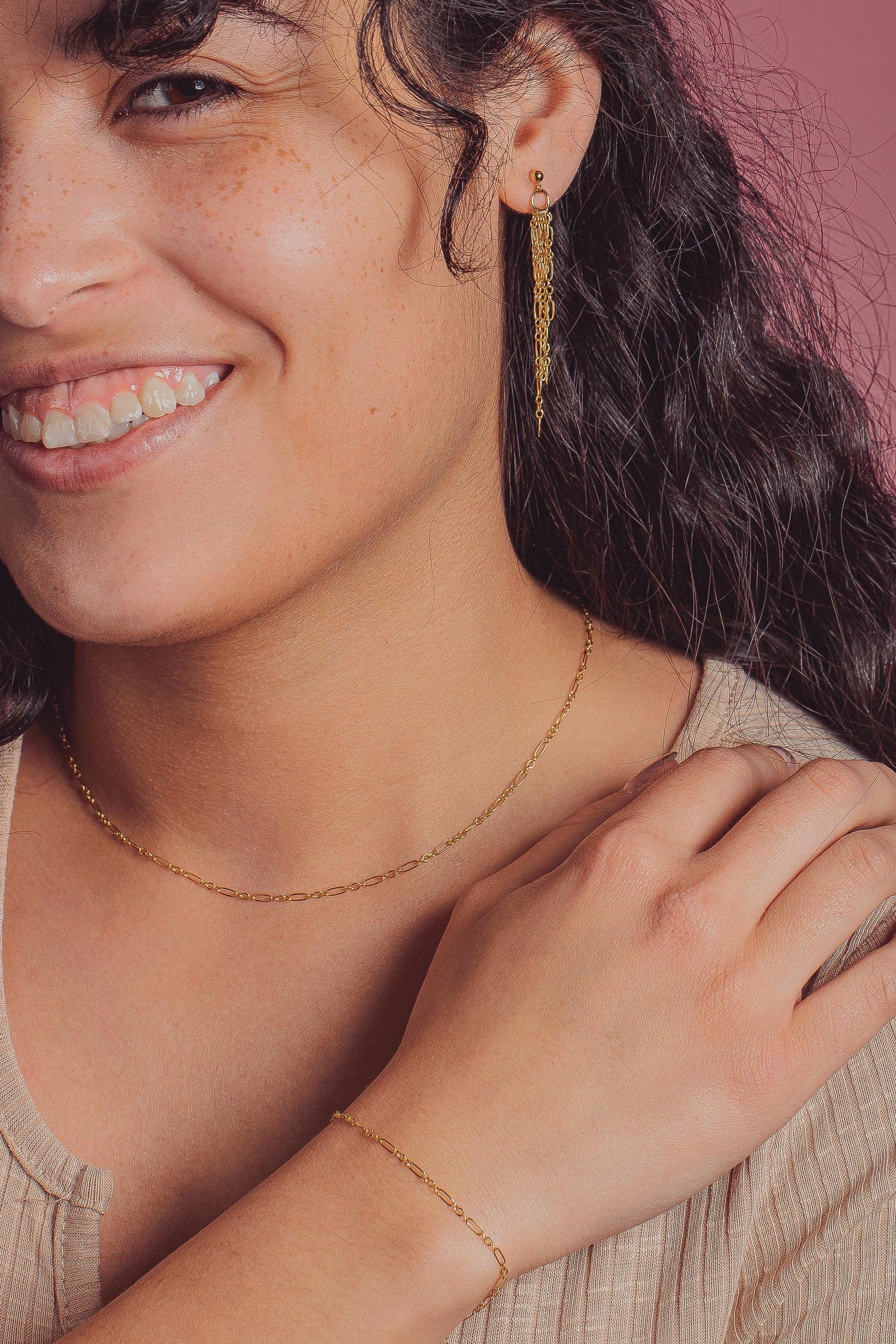 Sadie Chain Tassel Earrings | Gold or Silver | Dainty & Delicate Minimalist Fringe Stud Earrings | Long Thin Gold Chain Post Earrings