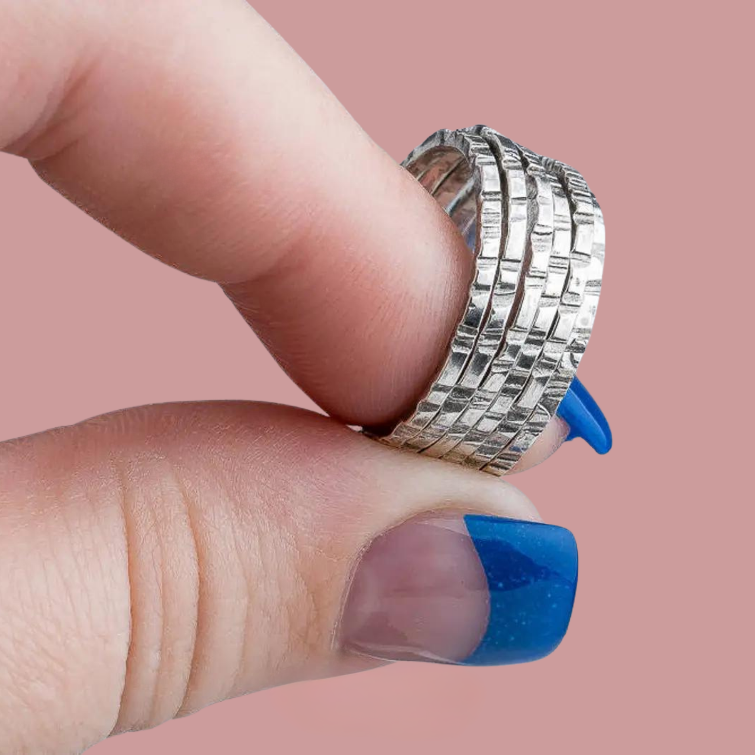 Rugged Stacking Rings | Sterling Silver Lined Striped Rugged Hammered Stacking Rings Stackable Stack Skinny Thin Ring Bands | USA Sizes 2-12