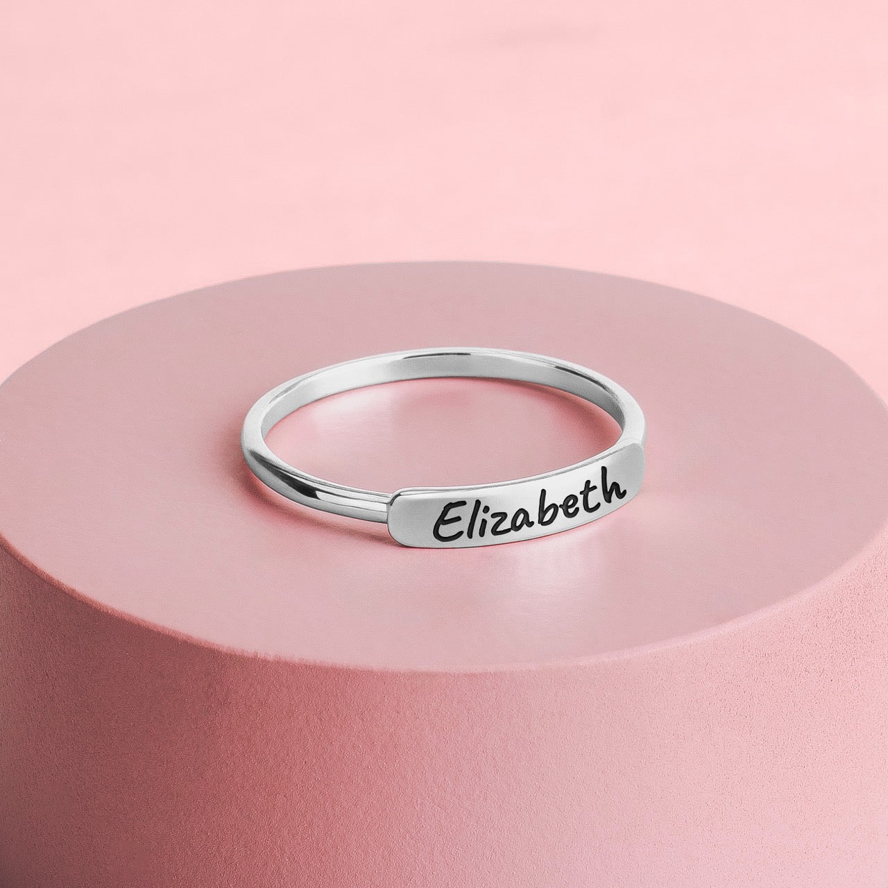 Personalized Name Bar Ring | Sterling Silver Custom Name Ring Band | Comfort Fit USA Sizes 5-9