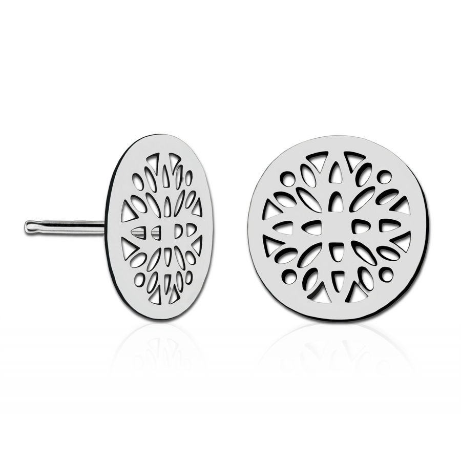 Cassia Stud Earrings | Sterling Silver Floral Filigree Post Earrings | Delicate Dainty & Sweet Lattice Earrings | Perfect Minimalist Look