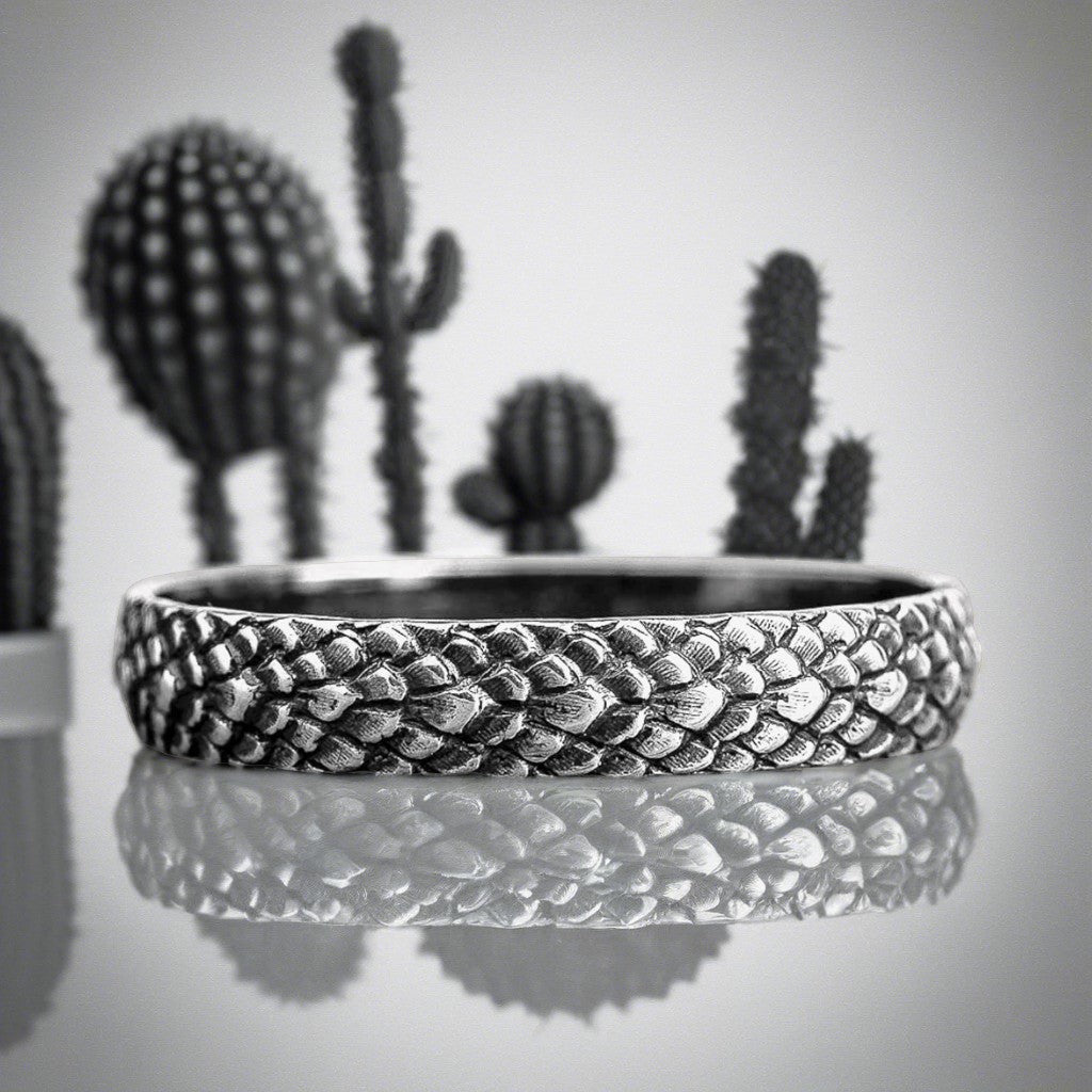 Unisex Snake Skin Dragon Scales Ring Band In 925 Sterling Silver Comfort Fit | USA Sizes 4-12