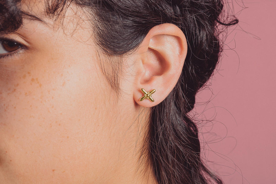 XOE X Post Earrings in Sterling Silver, Gold, or Rose Gold | Melanie Golden Artisan Jewelry Designer Series