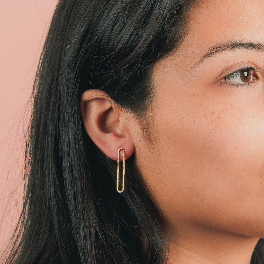 Oval Paperclip Chain Link Stud Earrings – Melanie Golden Jewelry