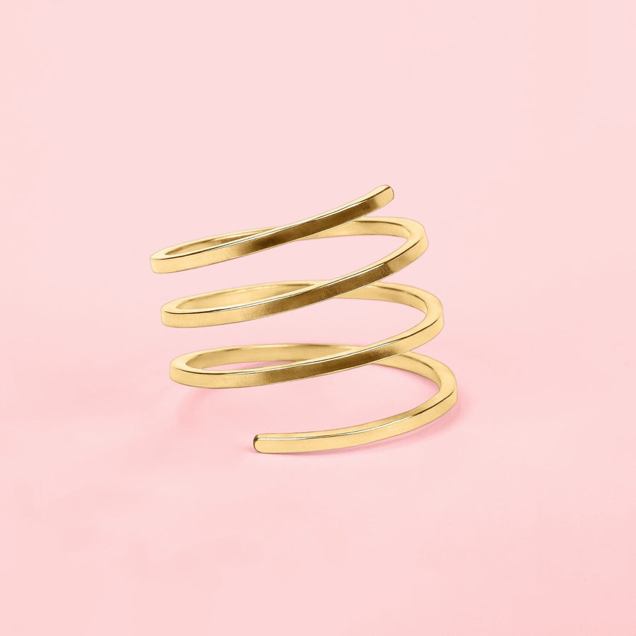 Square Spiral Bypass Ring | Silver, Gold, Rose Gold | Adjustable Minimalist Double Twist Coil Wrap Around Ring Thumb Ring | Simple Everyday