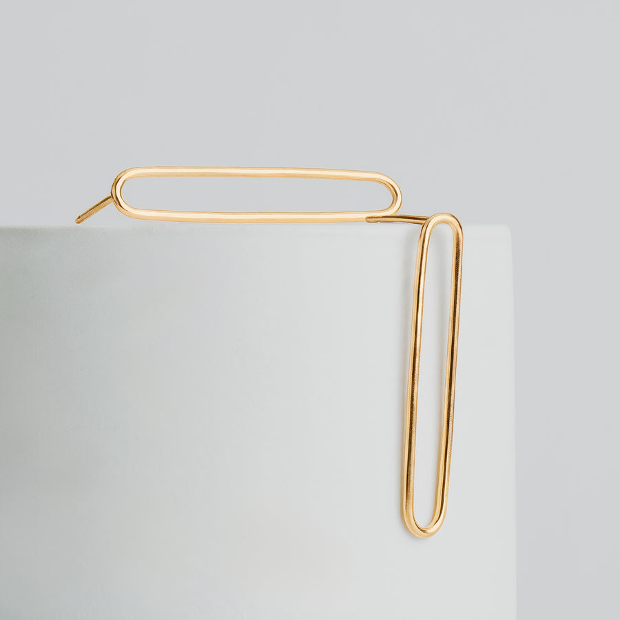 Oval Paperclip Chain Link Stud Earrings | Gold, Rose Gold, or Silver | Long Elongated Oval Loop Hoop Post Earrings | Minimalist Everyday