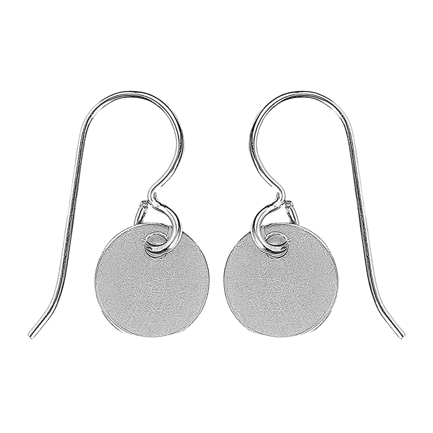 Round Circle Disc Dangle Drop Earrings In Sterling Silver, Gold, Or Rose Gold (Sterling Silver)