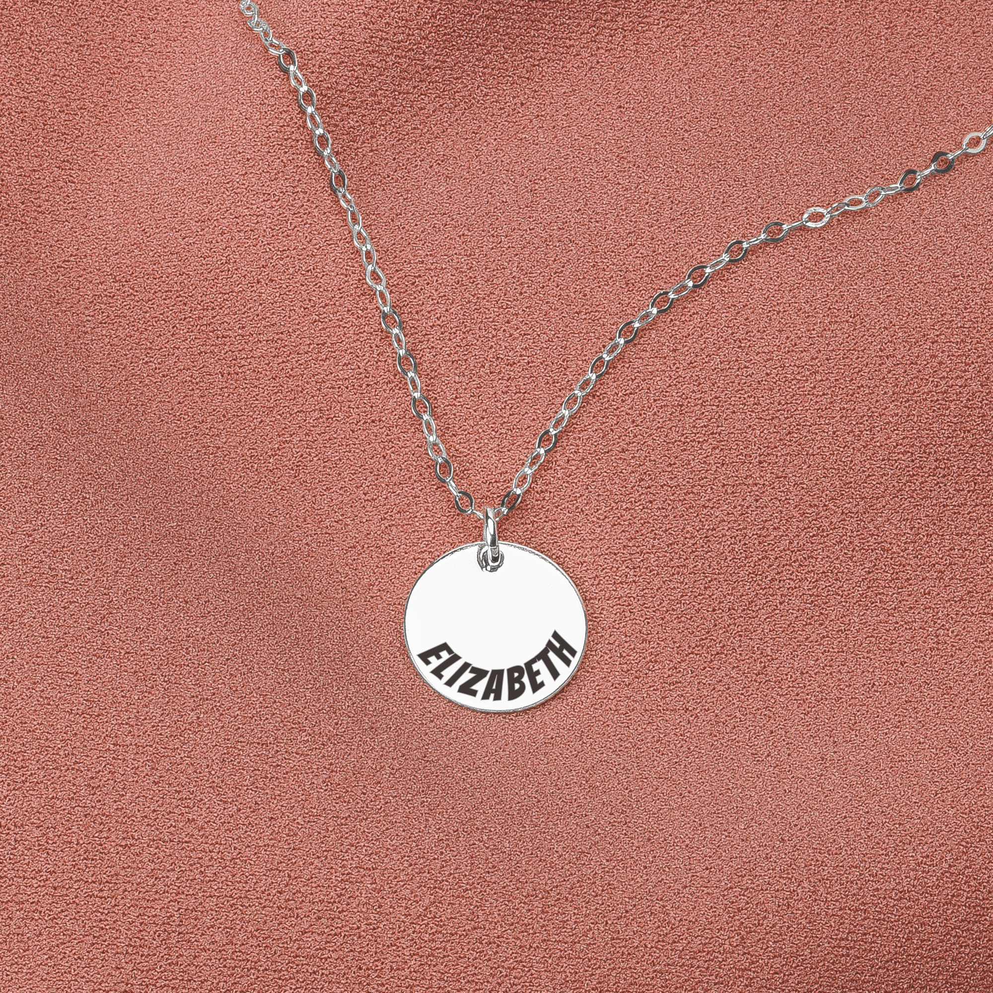 Custom Half Circle Name Disc Necklace | Personalized Engraved Round Circle Monogram Disc Necklace in Silver, Gold or Rose Gold | Custom Gift