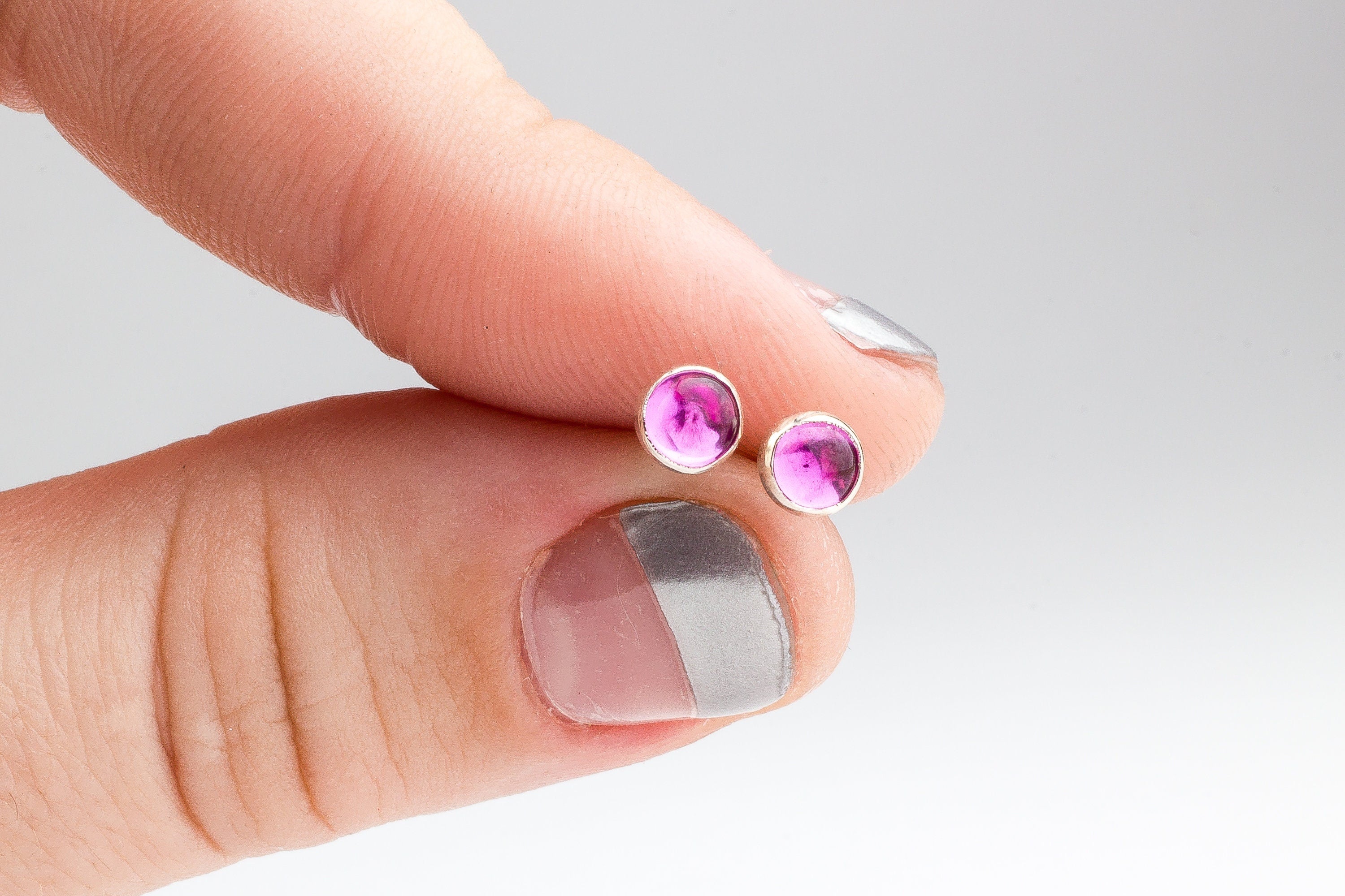 Pink Sapphire Gemstone Stud Earrings - Melanie Golden Jewelry - Earrings, stud, stud earrings