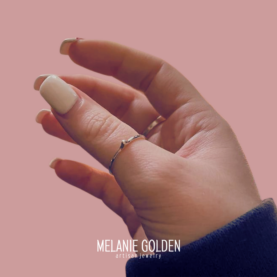 Gold Dot Stacking Ring - Melanie Golden Jewelry - _badge_BESTSELLER, bestseller, everyday, minimal, minimal jewelry, mixed metal, ring, ring band, ring bands, rings, stacking ring, stacking rings