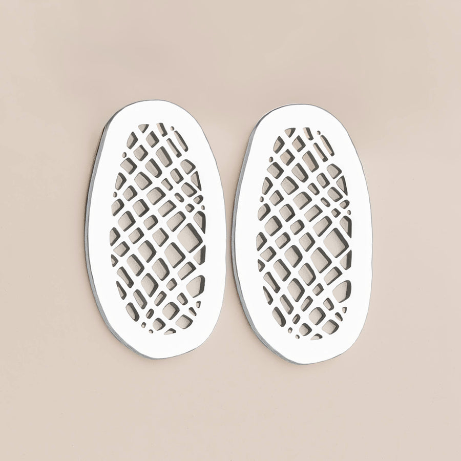Lattice Stud Earrings | Sterling Silver Large Big Organic Shaped Oval Crosshatched Checkered Grid Post Earrings | Perfect Gift for Her