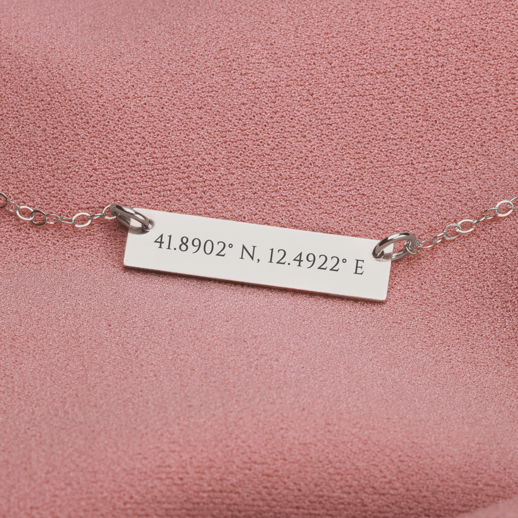Personalized Coordinates Bar Necklace | Custom Engraved Skinny Location Place Bar Necklace in Silver, Gold, or Rose Gold | Customized Gift