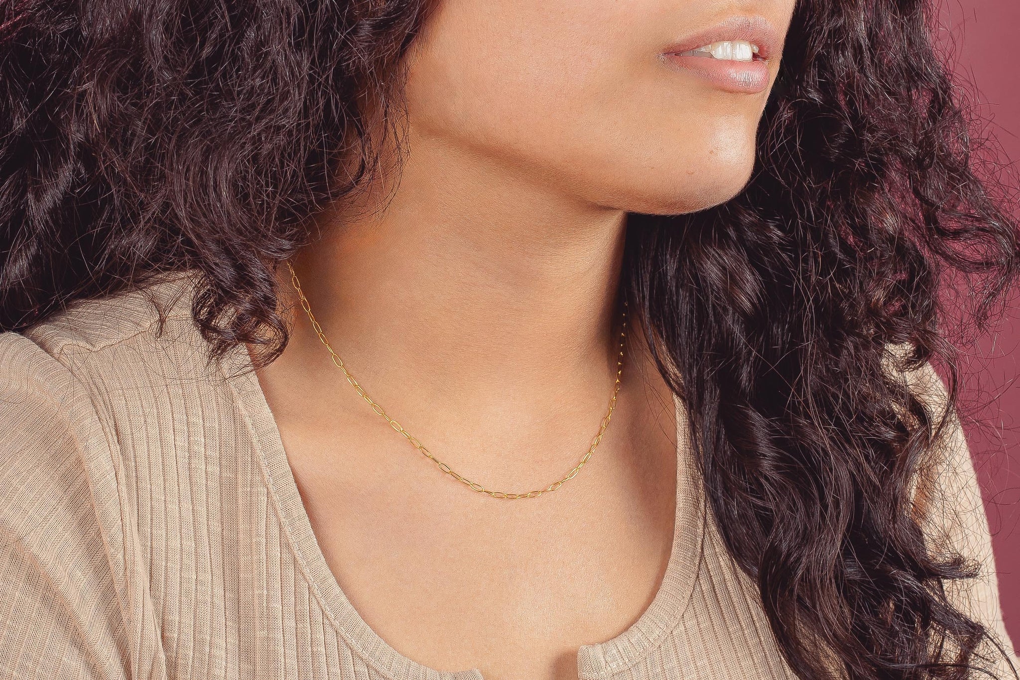 Paperclip Chain Necklace | Silver, Gold or Rose Dainty & Delicate Modern Minimalist Choker Chain Necklace | Simple Everyday Jewelry for Her