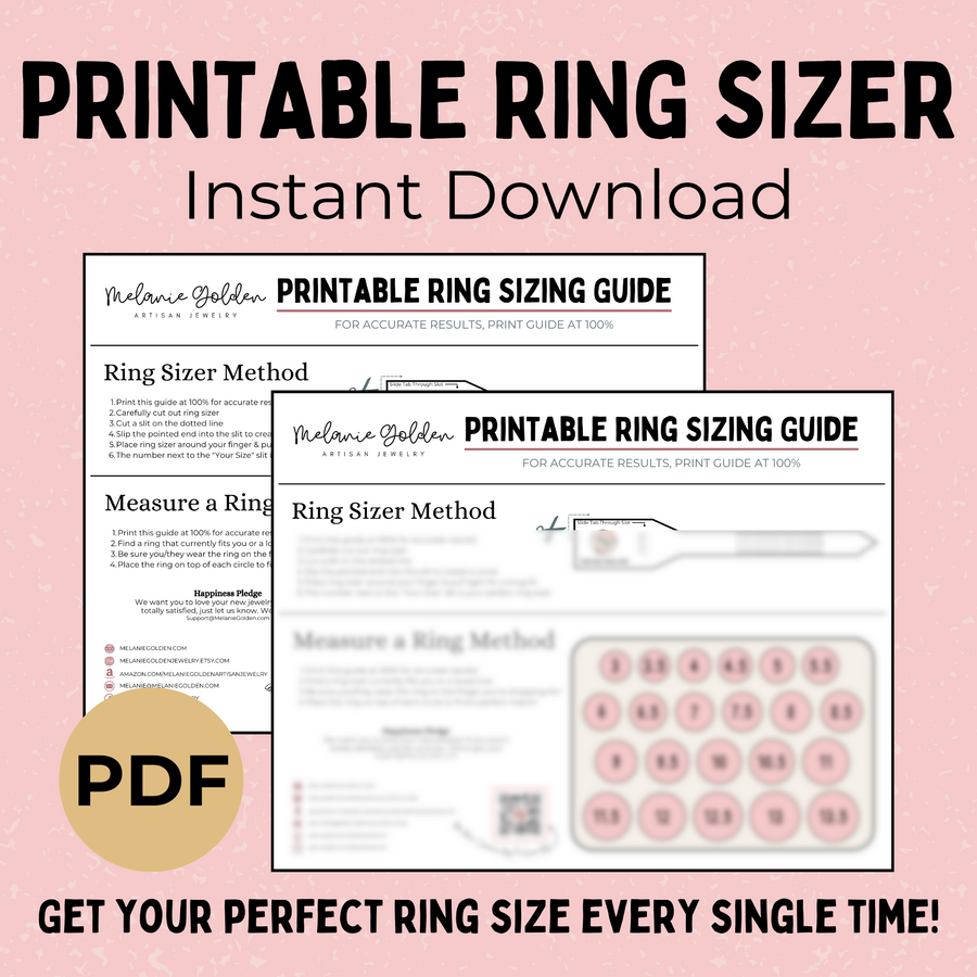 Digital Download | Printable Ring Sizer | Adjustable USA Finger Size Tool | Whole & Half Sizes | Find Your Accurate Ring Size | Easy to Use