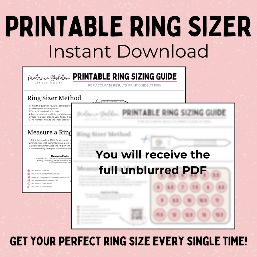 Digital Download | Printable Ring Sizer | Adjustable USA Finger Size Tool | Whole & Half Sizes | Find Your Accurate Ring Size | Easy to Use