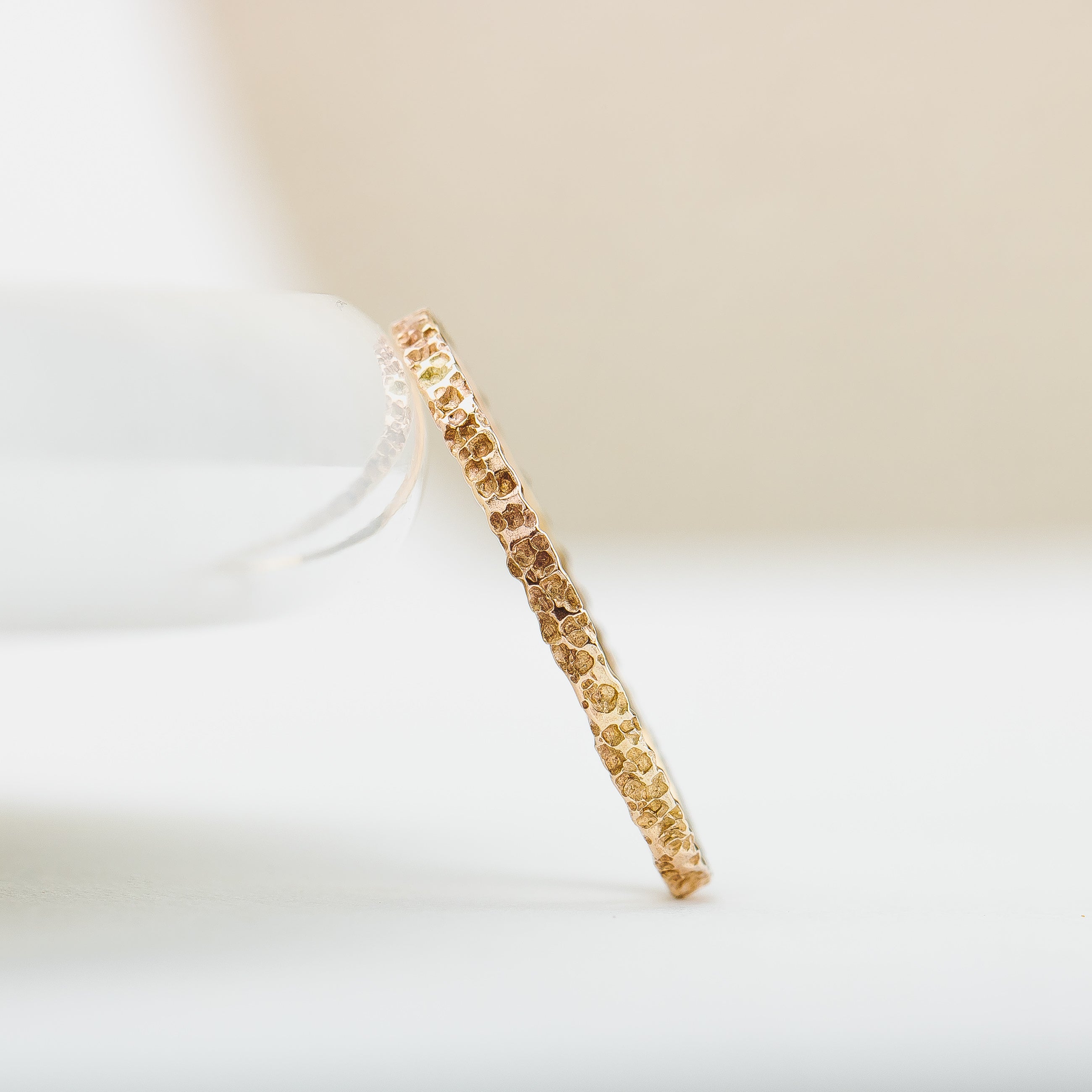 Boulder Stacking Ring | 14K Gold Fill Stacking Brutalist Rough Rocky Stone Rugged Hammered Rings | USA Sizes 2-12