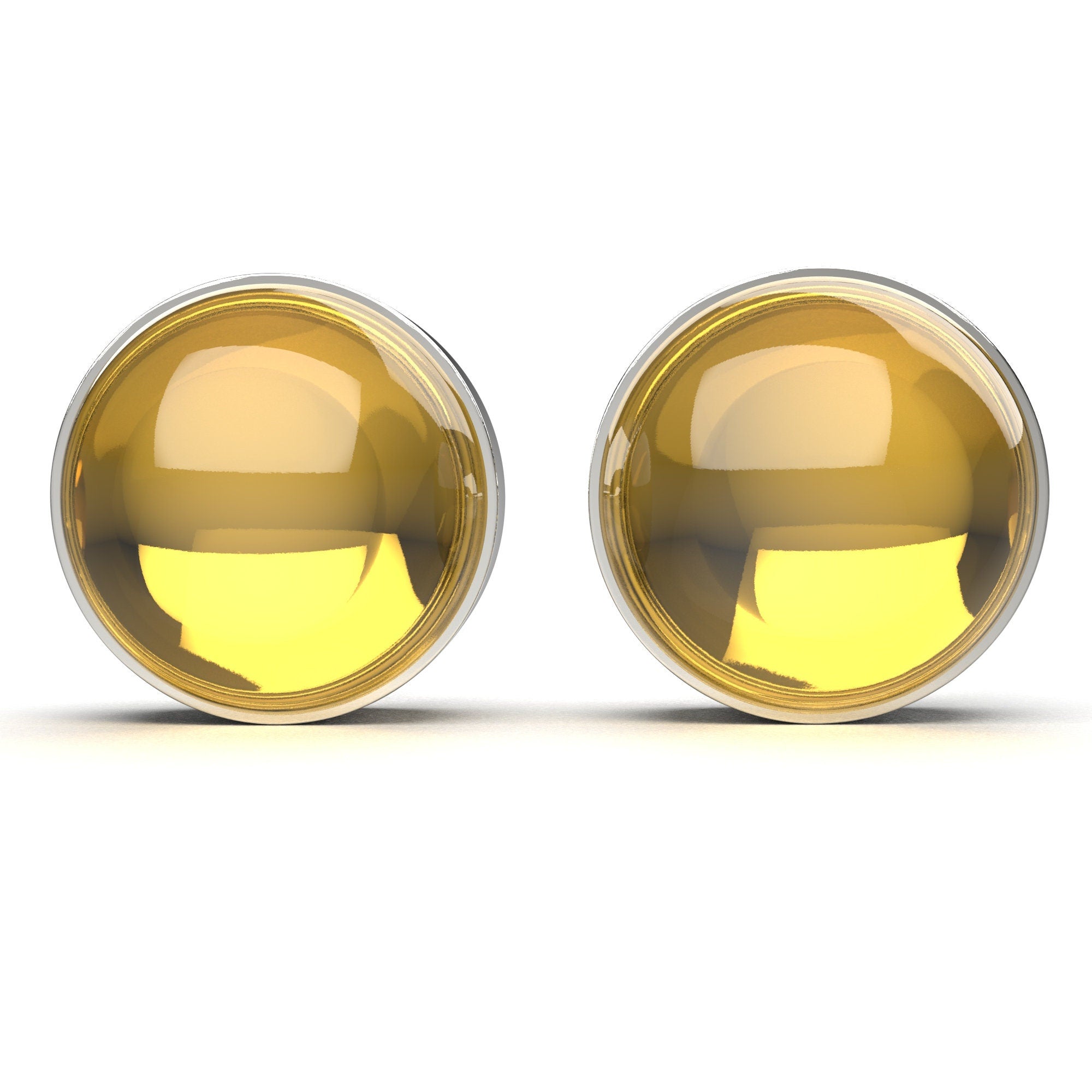 Yellow Citrine Gemstone Stud Earrings | Tiny Sterling Silver Round Circle Light Yellow Stone Post Earrings for Women & Girls