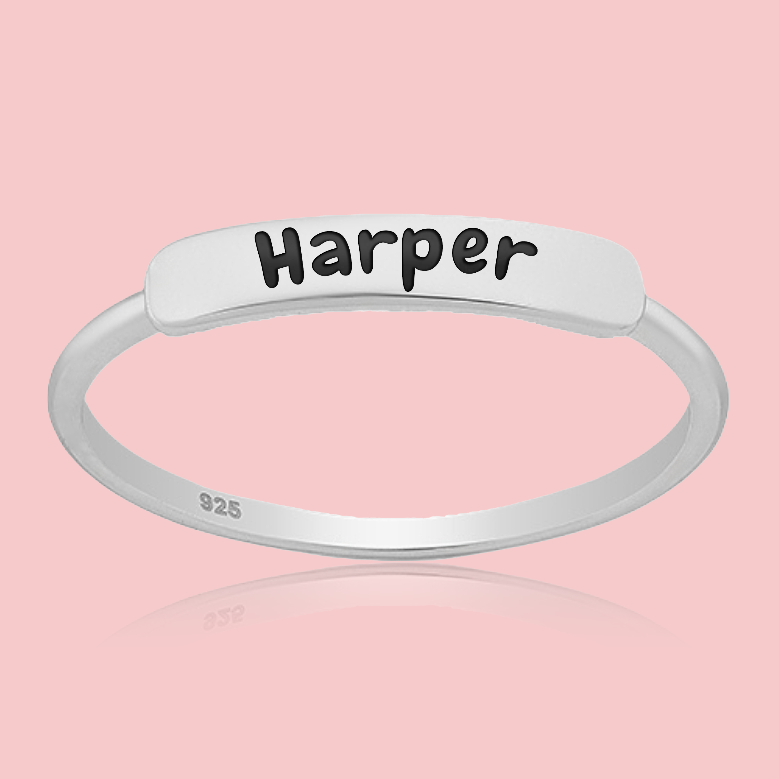 Personalized Name Bar Ring | Sterling Silver Custom Name Ring Band | Comfort Fit USA Sizes 5-9