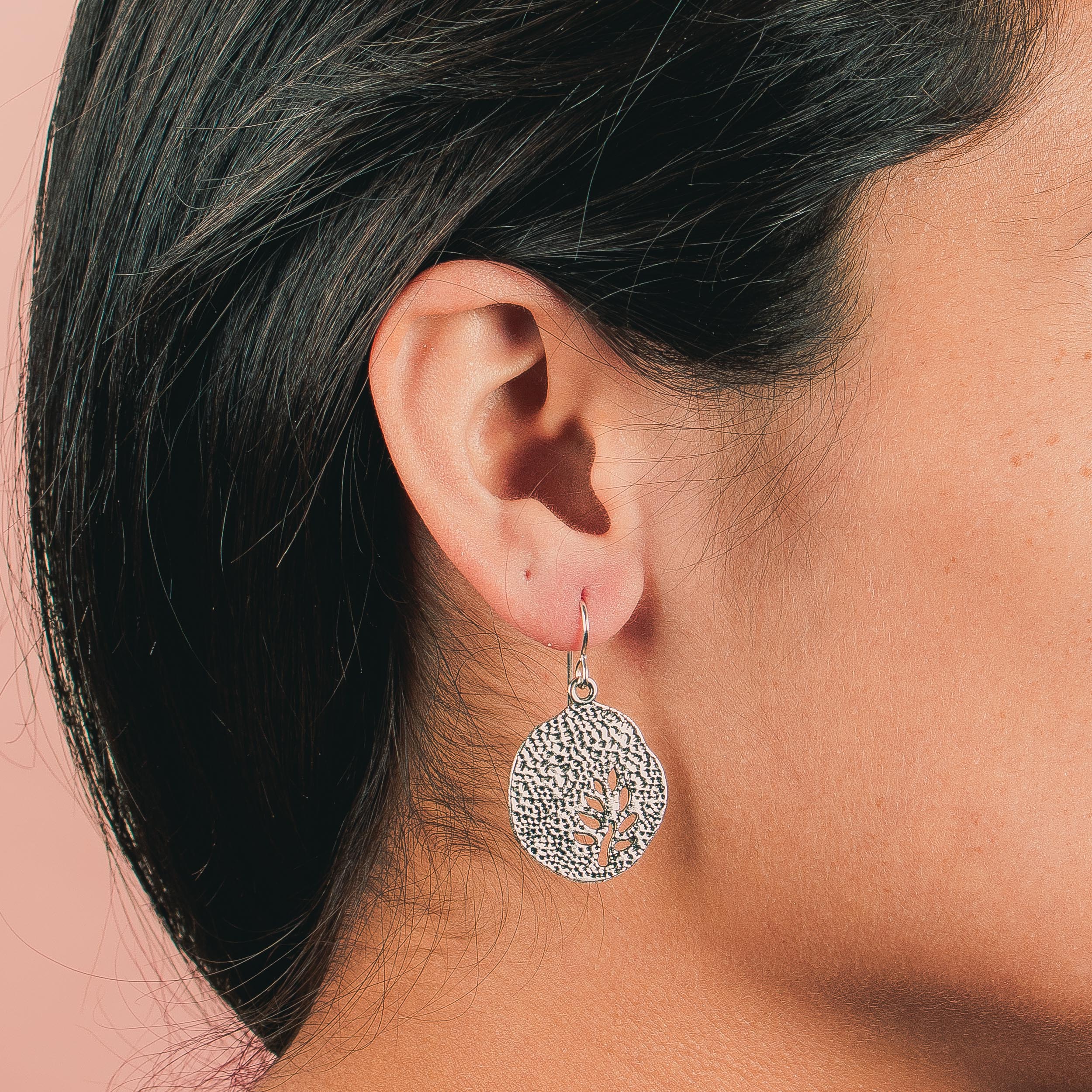 Tree Branch Disc Dangle Earrings | Fun Summer Earrings for Women and Girls in Sterling Silver