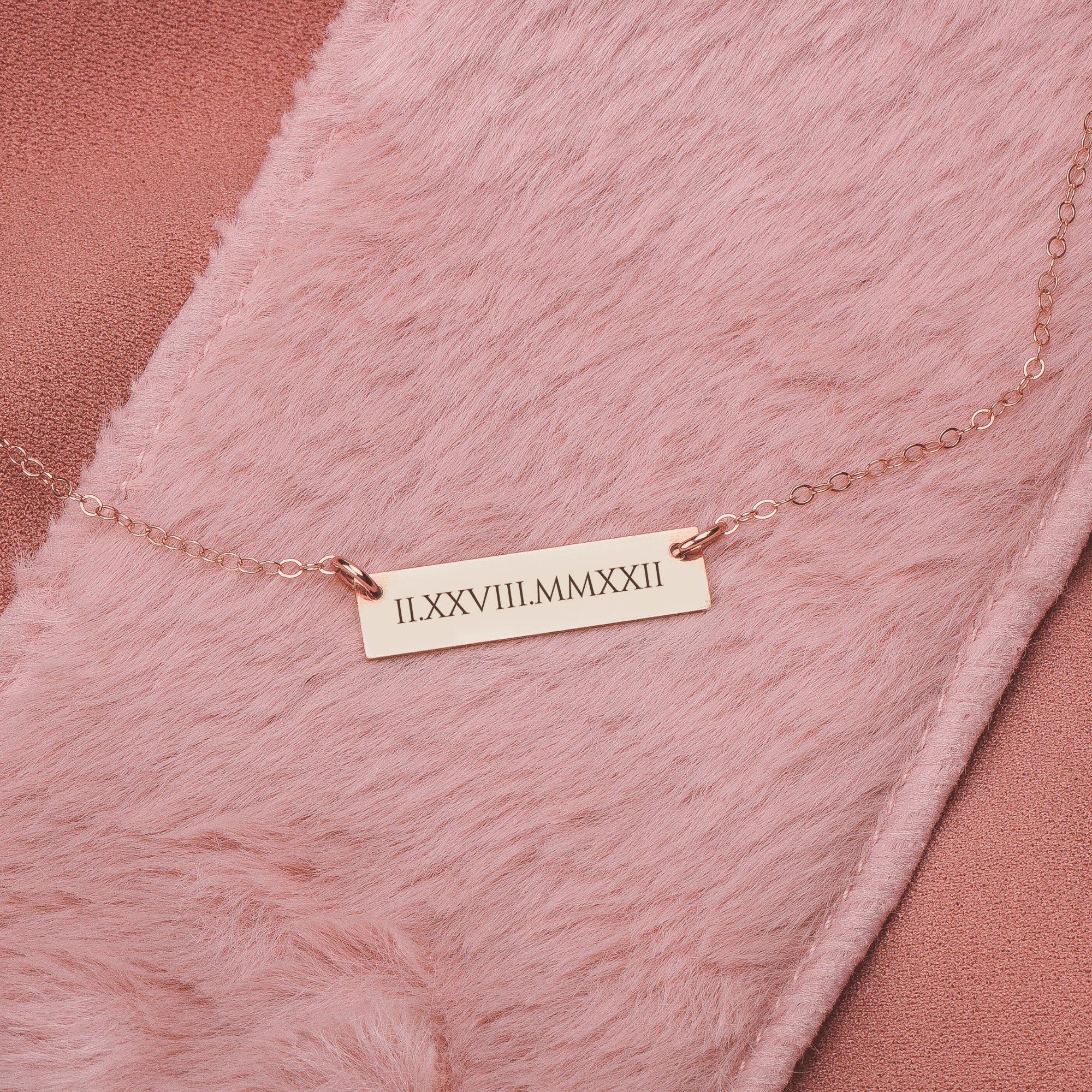 Personalized Roman Numerals Bar Necklace | Custom Engraved Skinny Number Date Bar Necklace in Silver, Gold, or Rose Gold | Gift for Her
