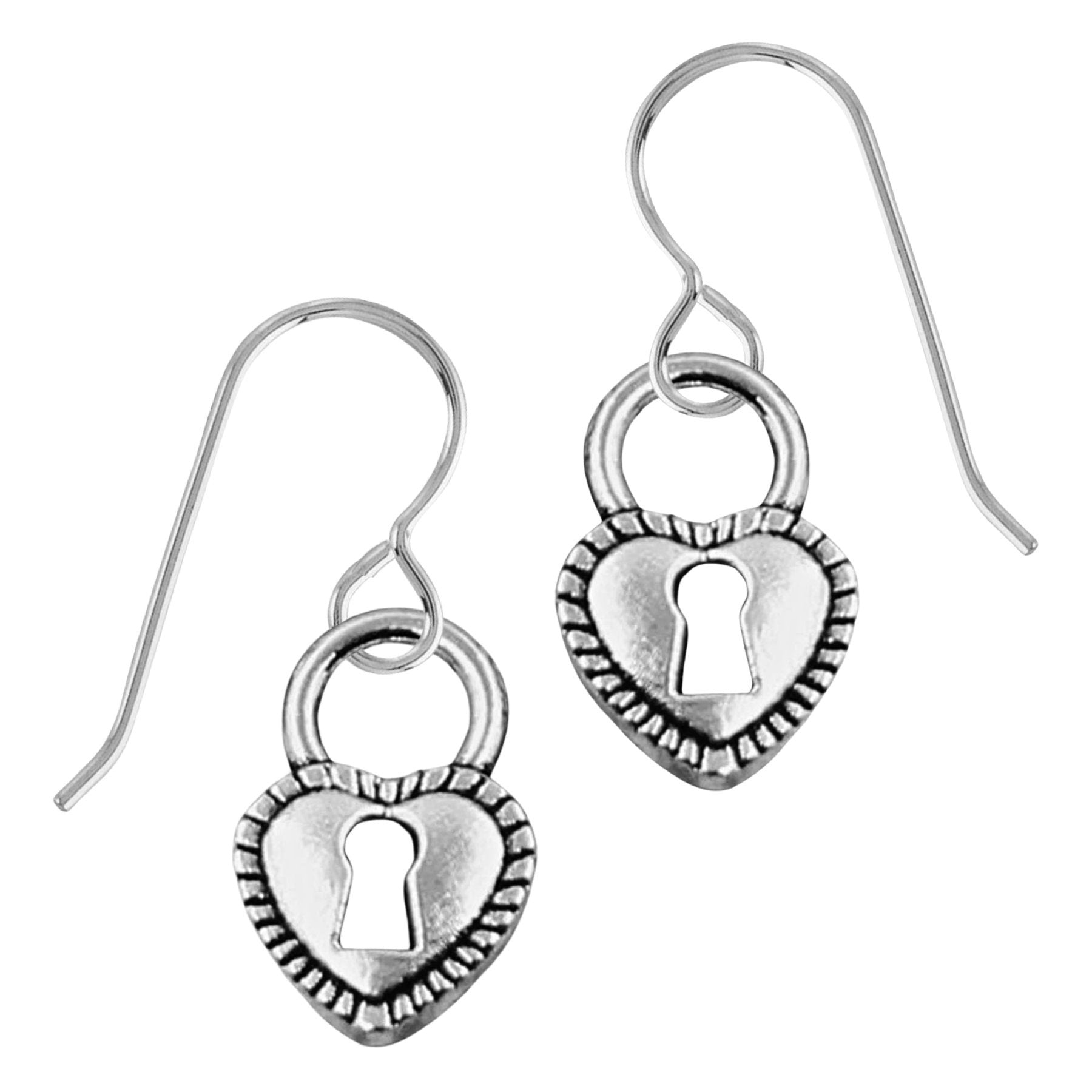 Heart Dangle Drop Earrings For Women And Girls | Valentines & Love Jewelry | Multiple Styles Available (Key Hole Locket Heart Earrings)