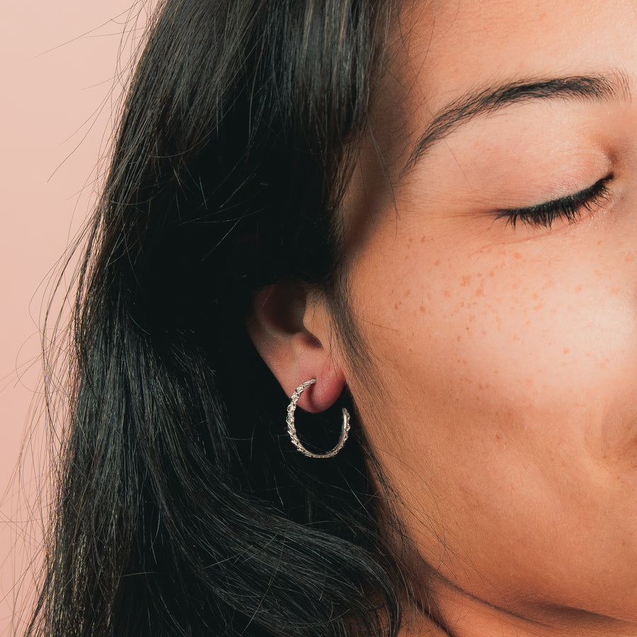 XOE Hoop Earrings in Gold, Rose Gold, or Silver | Melanie Golden Artisan Jewelry Designer Series