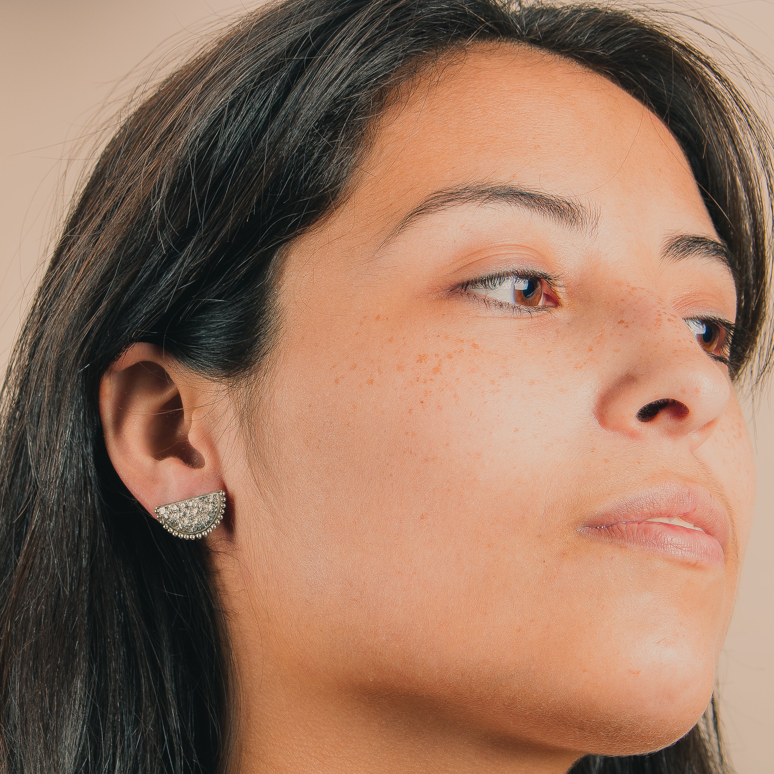 Sierra Earrings in Solid 14K Gold, 14K Rose Gold, or Sterling Silver | Melanie Golden Artisan Jewelry Designer Series | Elegant Rough Rocky Stone Textured Stud Earrings