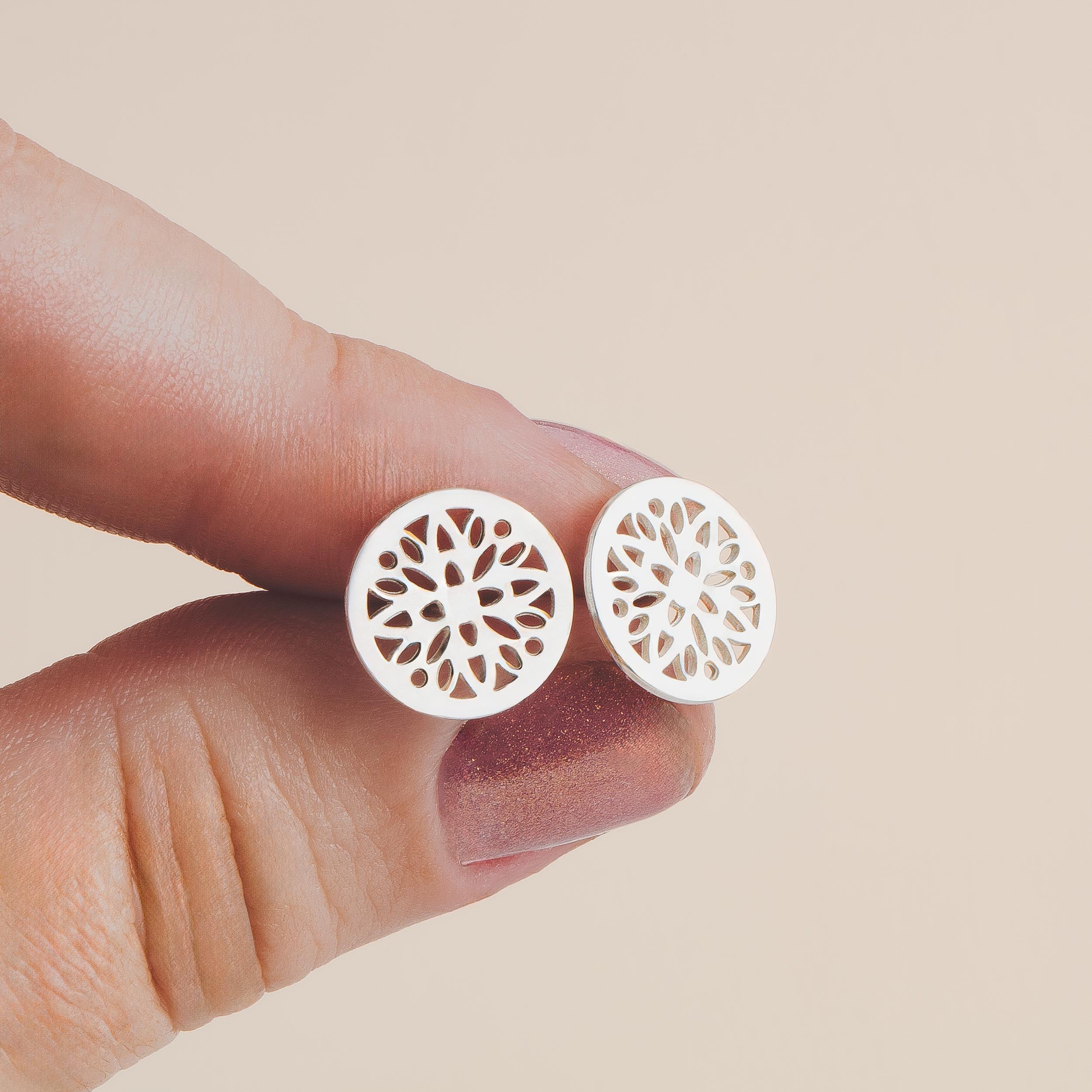 Cassia Stud Earrings | Sterling Silver Floral Filigree Post Earrings | Delicate Dainty & Sweet Lattice Earrings | Perfect Minimalist Look