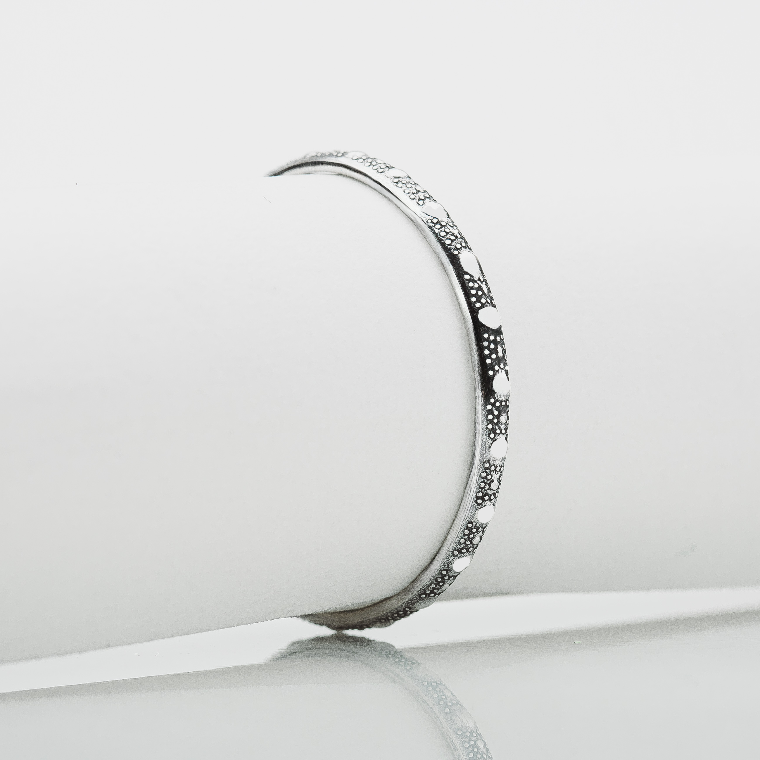 Cosmo Stacking Ring | Sterling Silver Dotted Dot Thin Skinny Dainty Stackable Ring Band | USA Ring Sizes 4-12