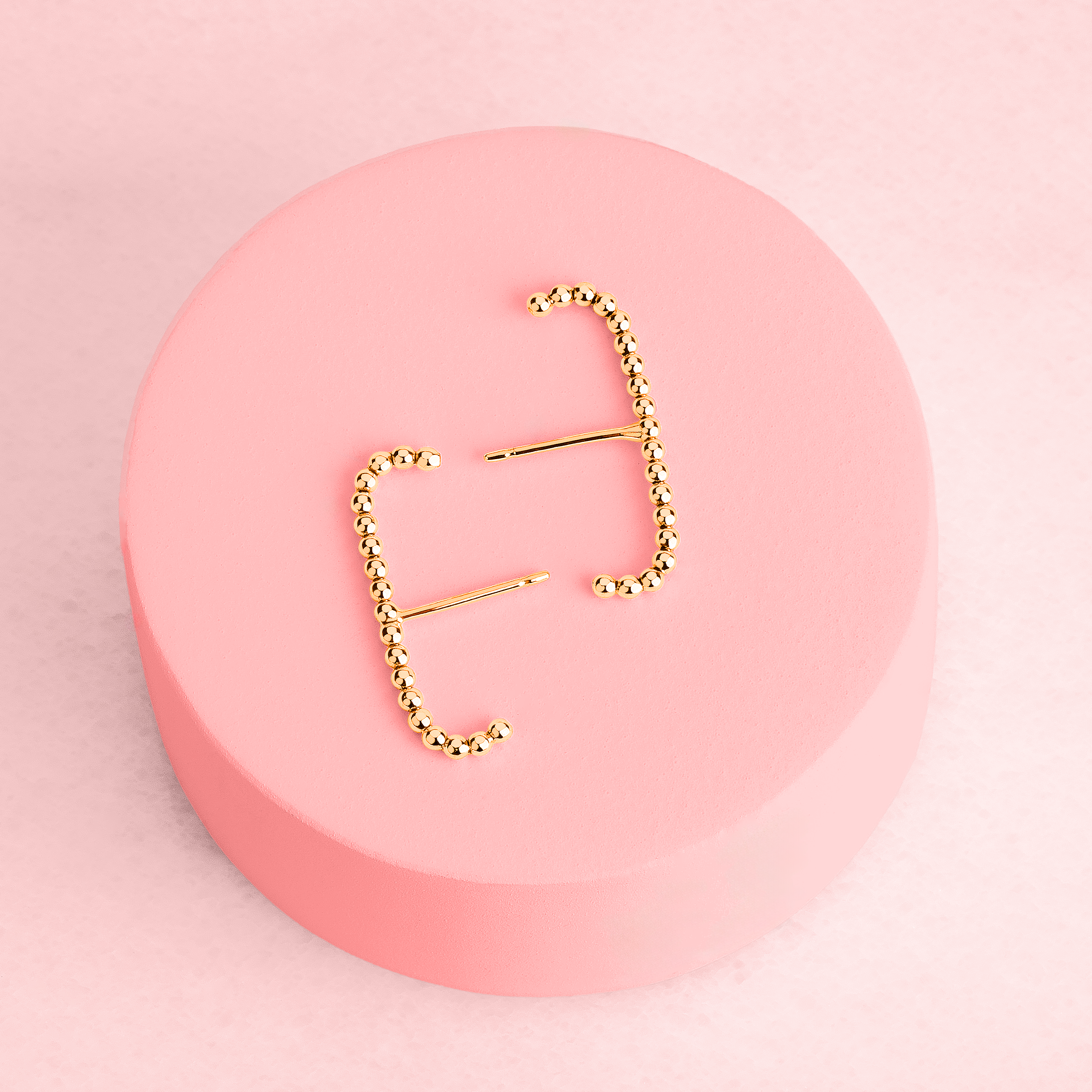 Dot Suspender Earrings | Gold, Rose Gold, Silver | Beaded Bead Dotted Suspension Post Stud Earrings | Minimalist Everyday Huggie Cuff Studs