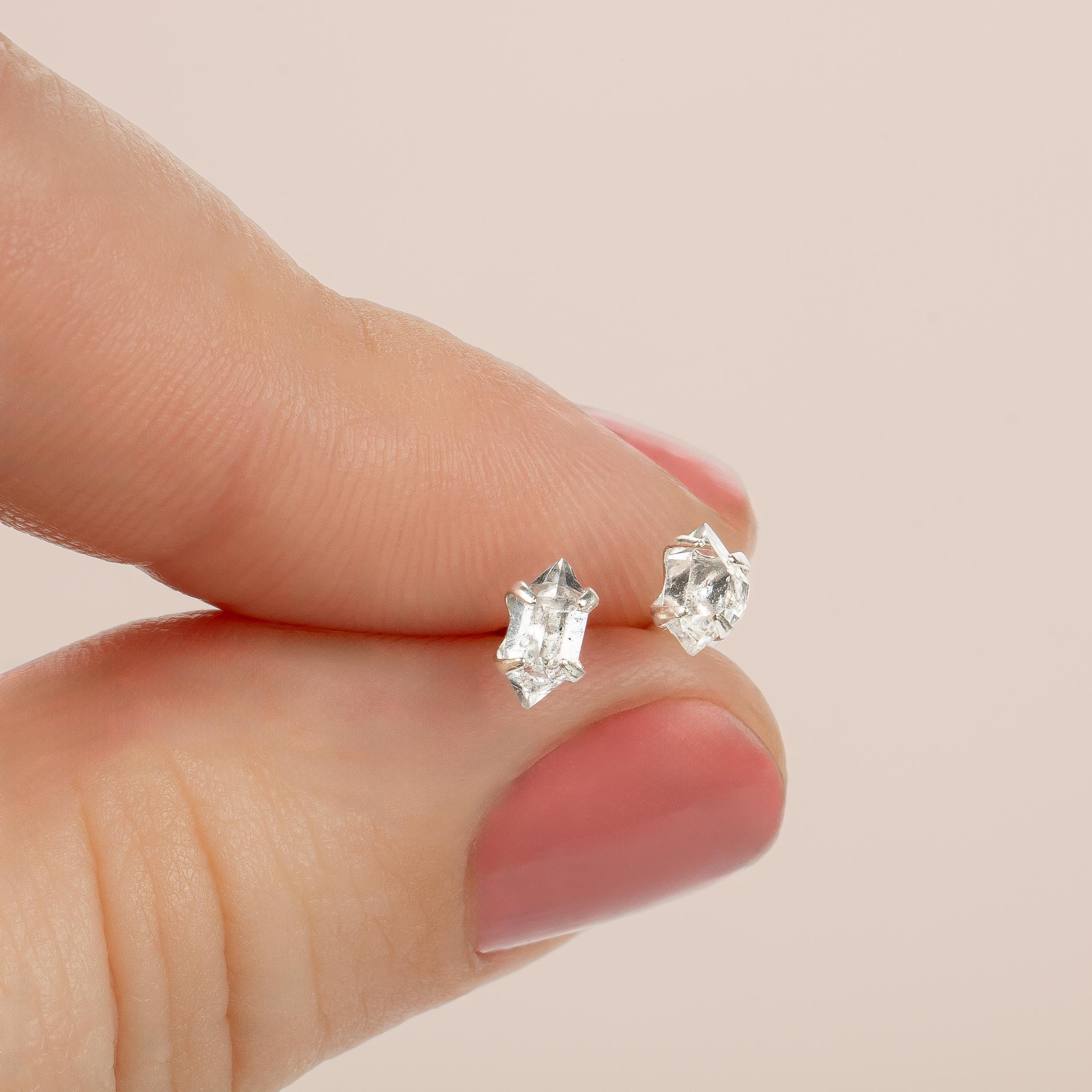 Tiny Raw Herkimer Diamond Stud Earrings - Melanie Golden Jewelry - _badge_BESTSELLER, bestseller, christmas, Earrings, for the bride, love, stud, stud earrings, wedding